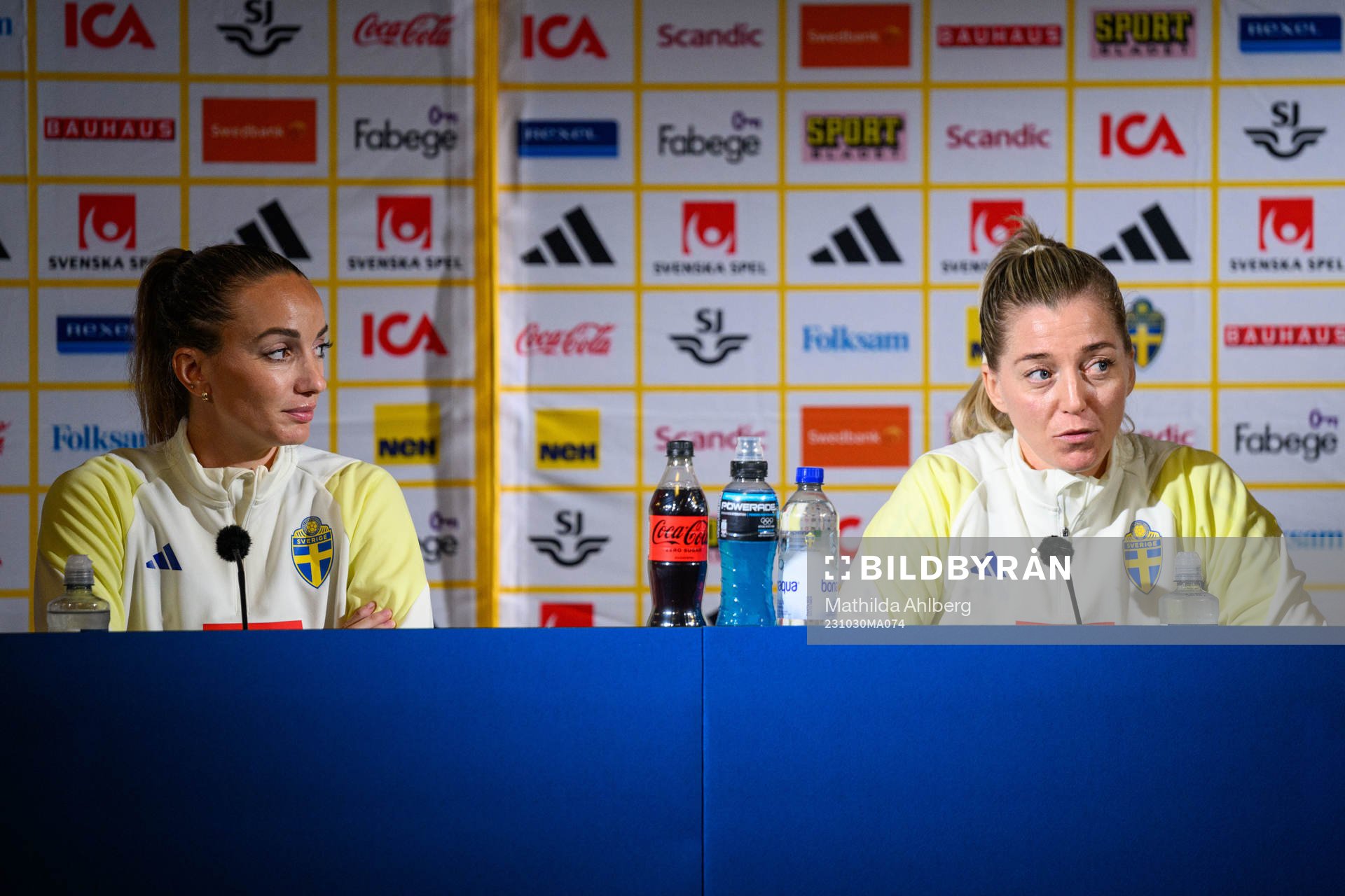 Kosovare Asllani and Linda Sembrant of the Swedish women's