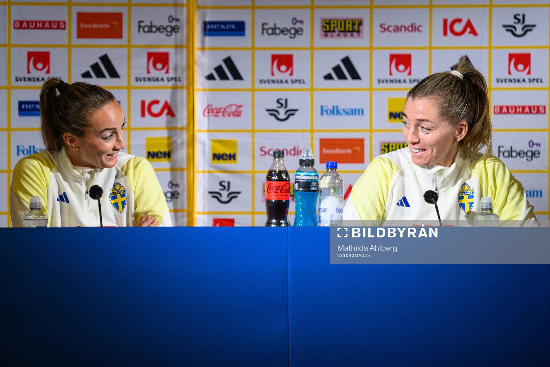 Kosovare Asllani and Linda Sembrant of the Swedish women's