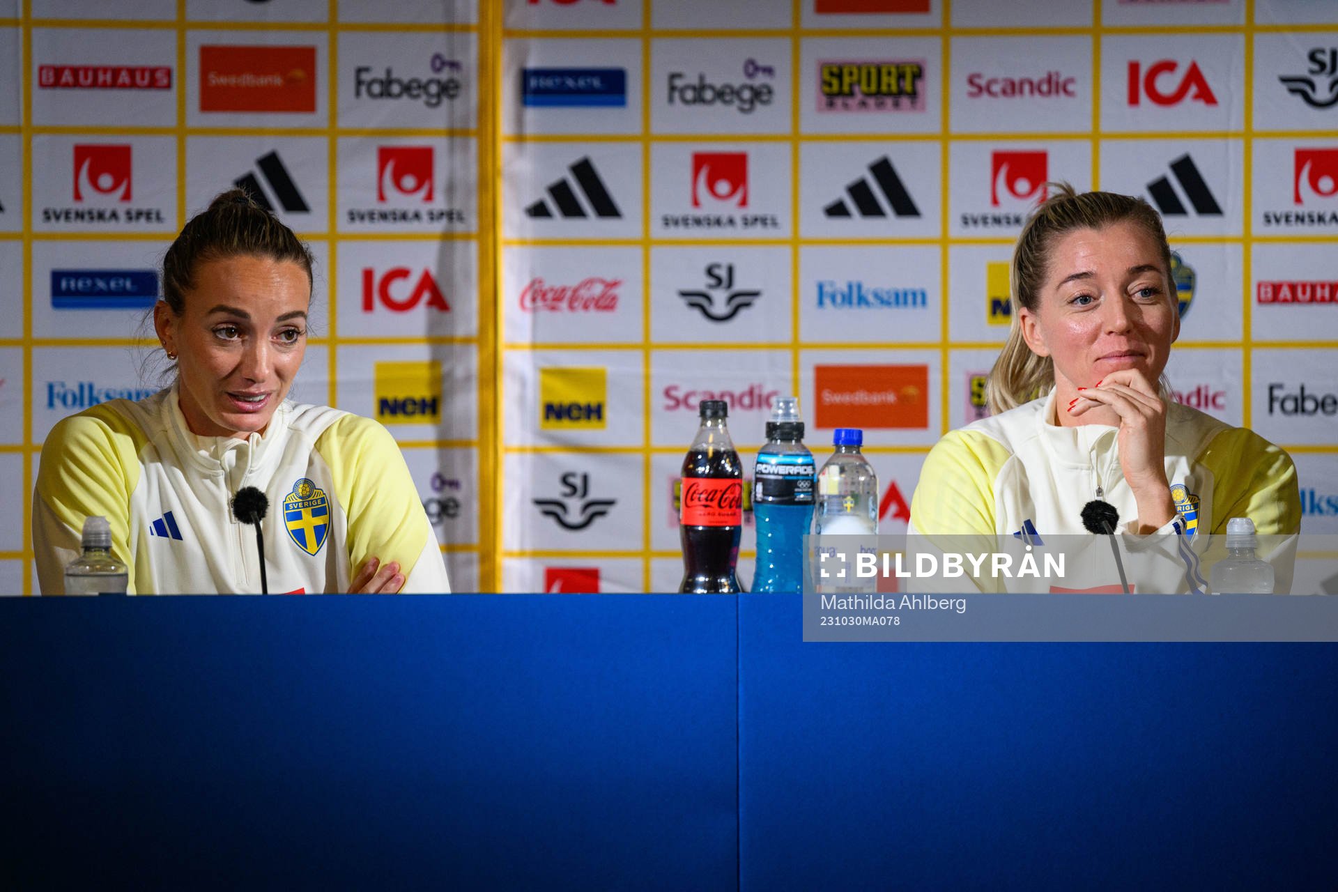 Kosovare Asllani and Linda Sembrant of the Swedish women's