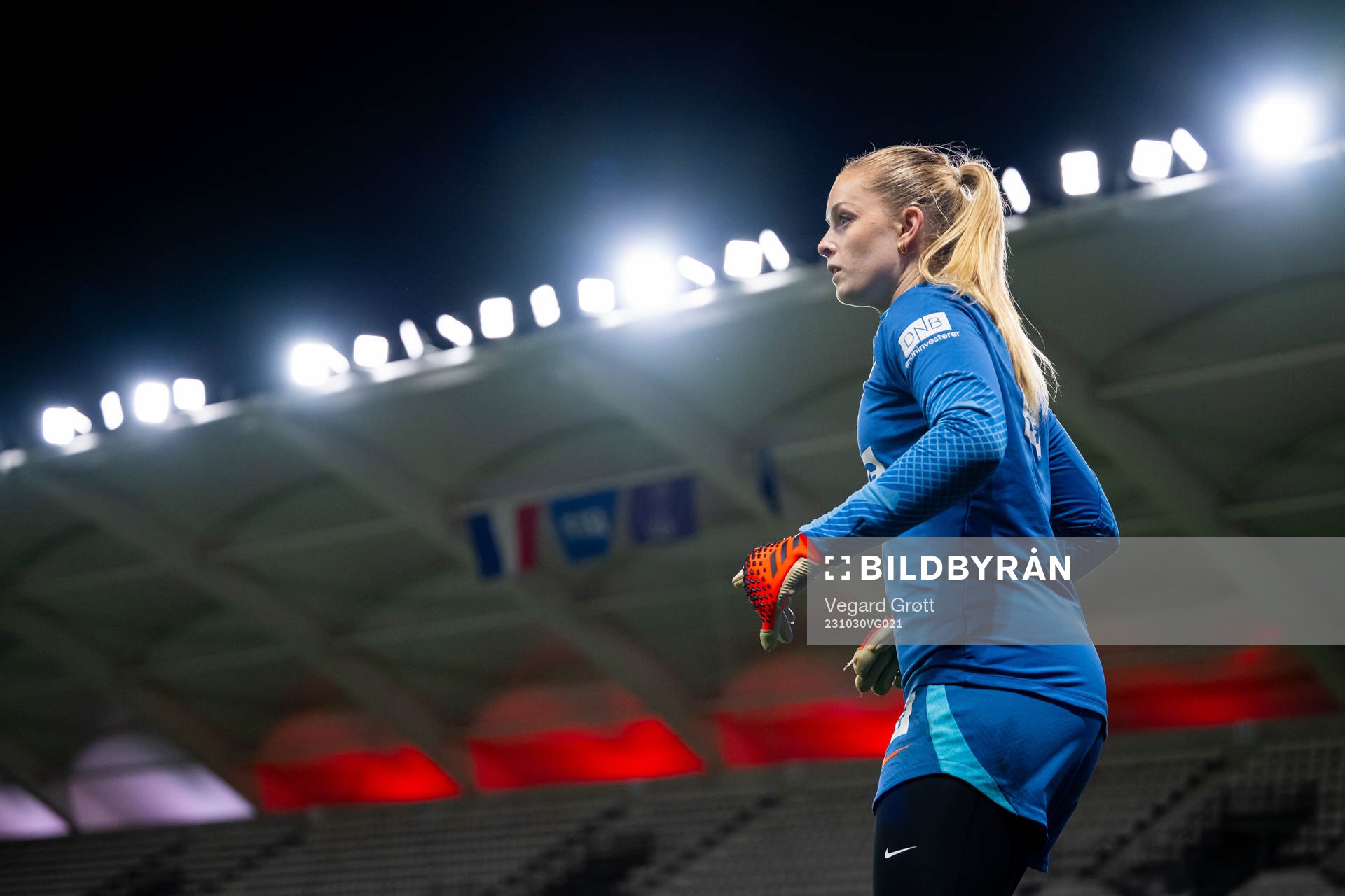Goalkeeper Guro Pettersen of the Norwegian women's national
