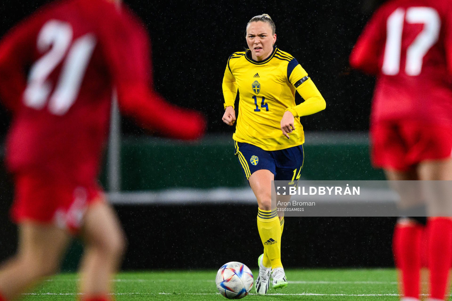 Selma Åström of Sweden during the UEFA Women's under-19 Euro Qualifier football match between Turkey and Sweden on October 31, 2023 in Västerås.