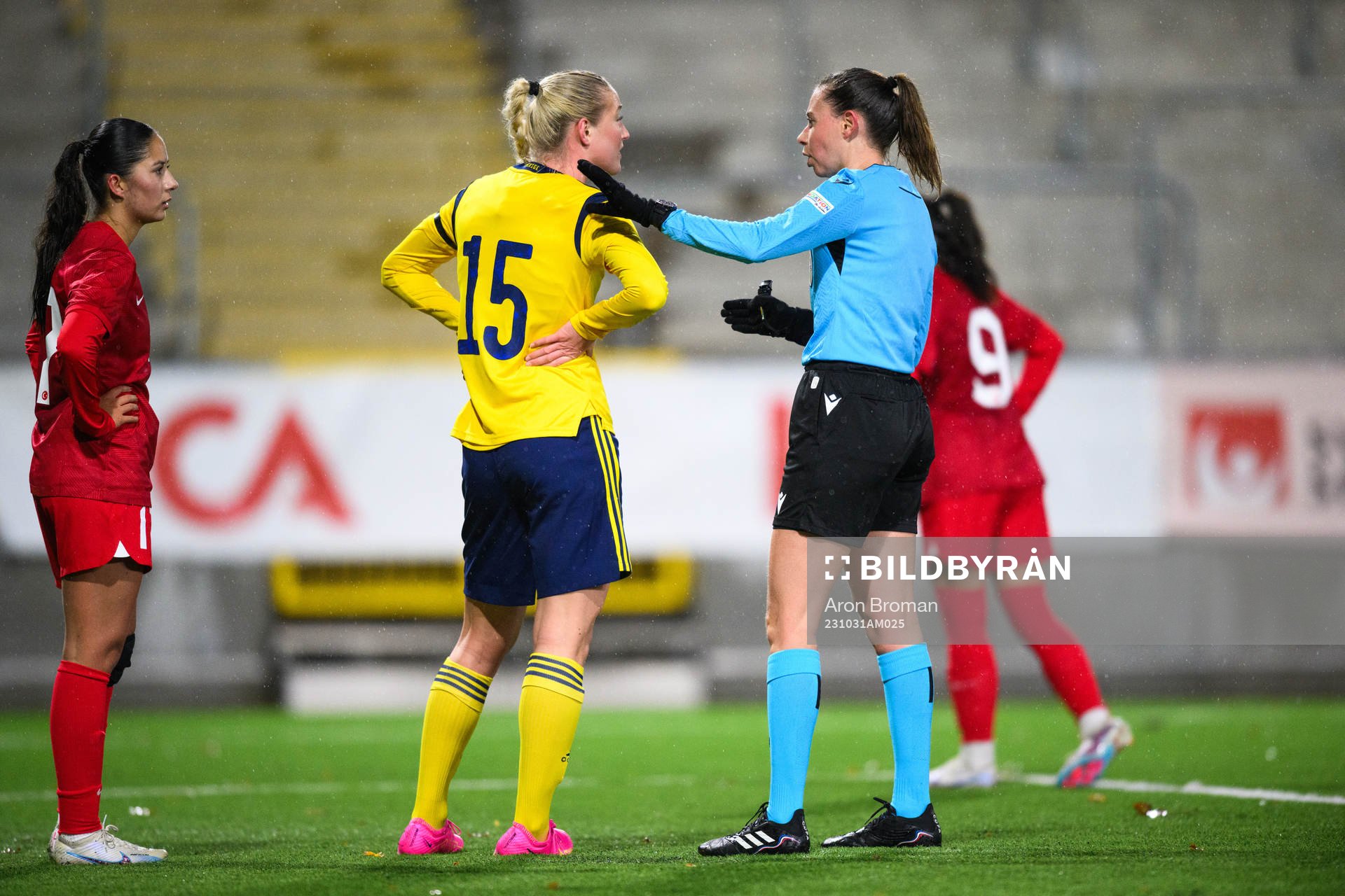 Alexandra Larsson of Sweden and Referee Alexandra Collin