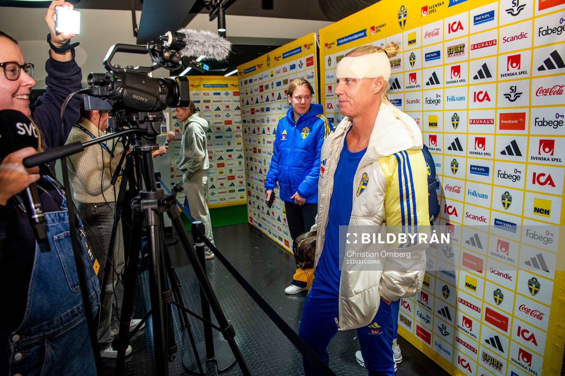 Caroline Seger of Sweden in mixed zone