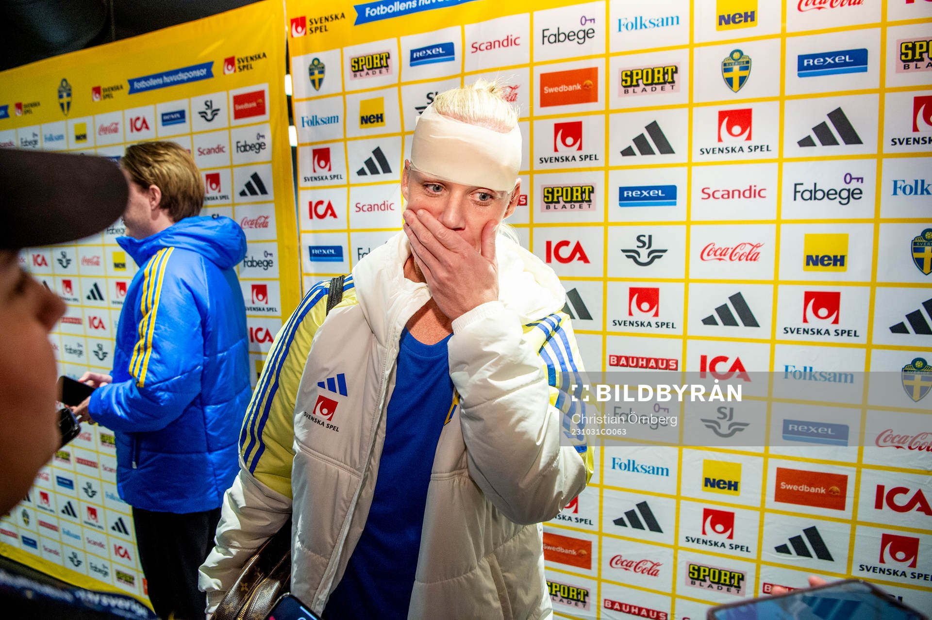 Caroline Seger of Sweden in mixed zone