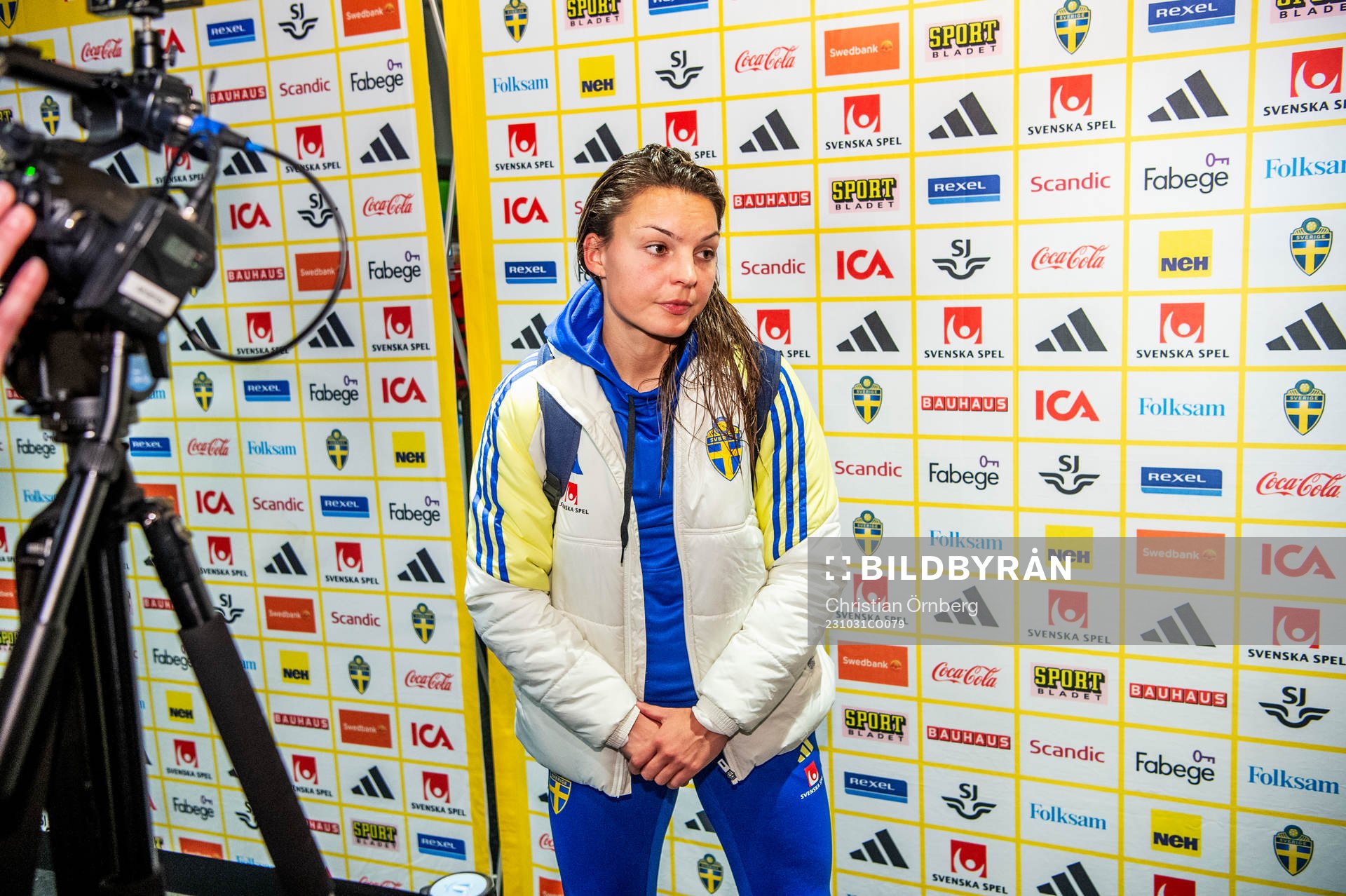 Johanna Rytting Kaneryd of Sweden in mixed zone