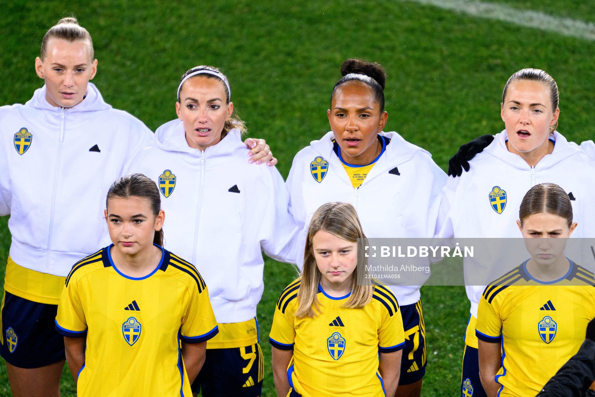 Kosovare Asllani, Madelen Janogy and Magdalena Eriksson of