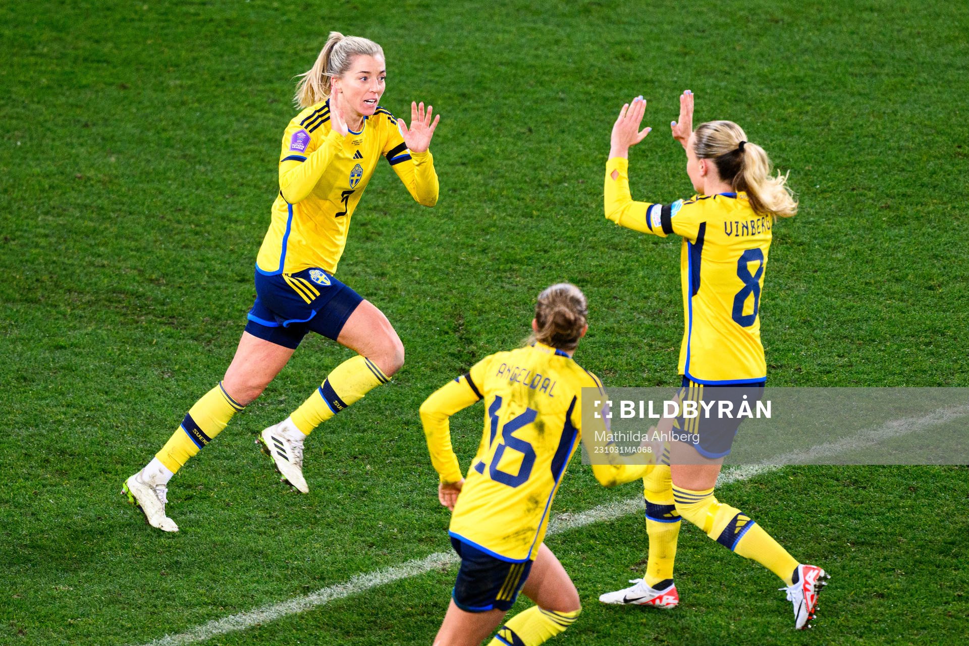 Linda Sembrant of Sweden celebrates scoring 1-1  the UEFA