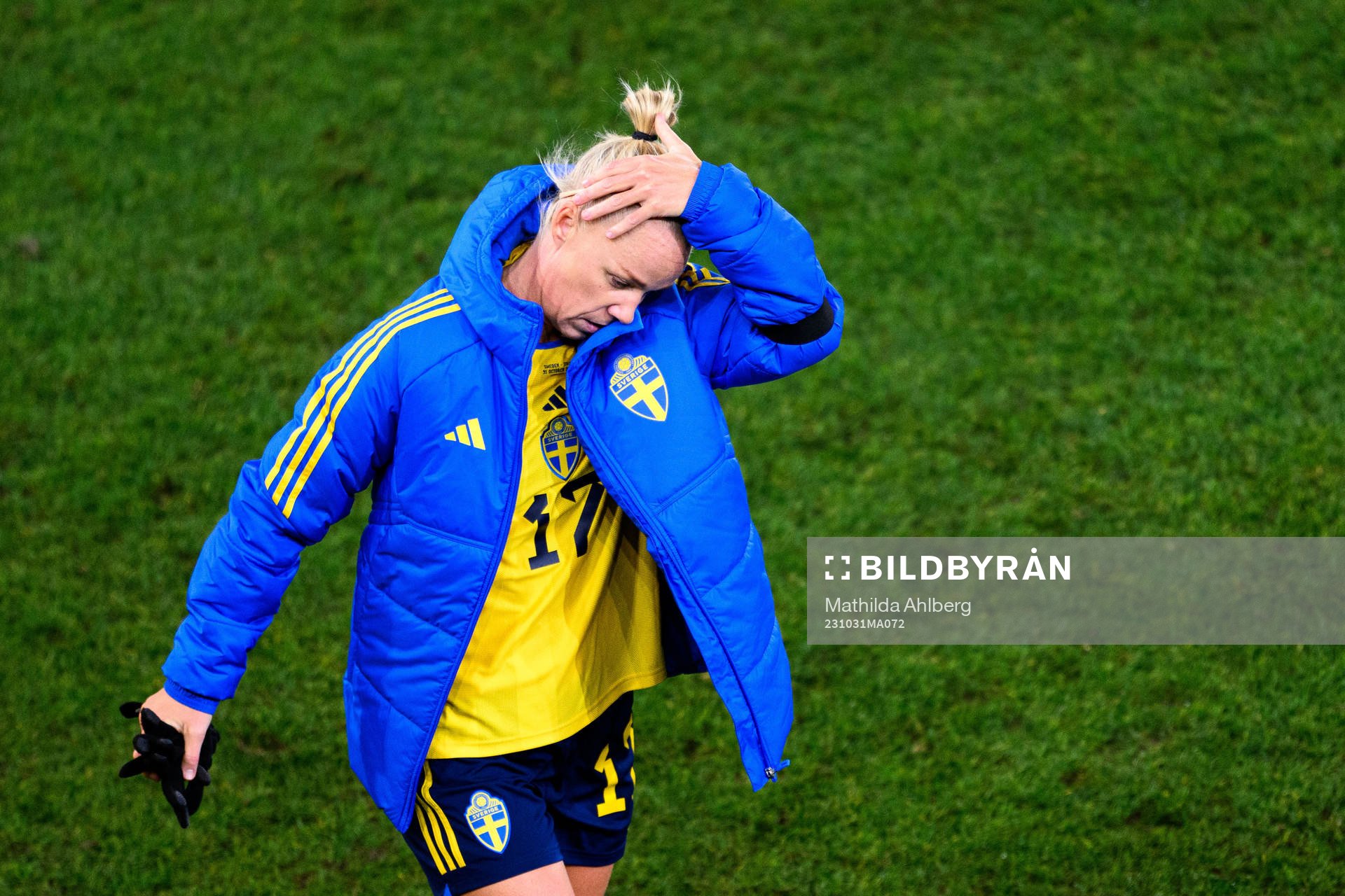 Caroline Seger of Sweden looks dejected