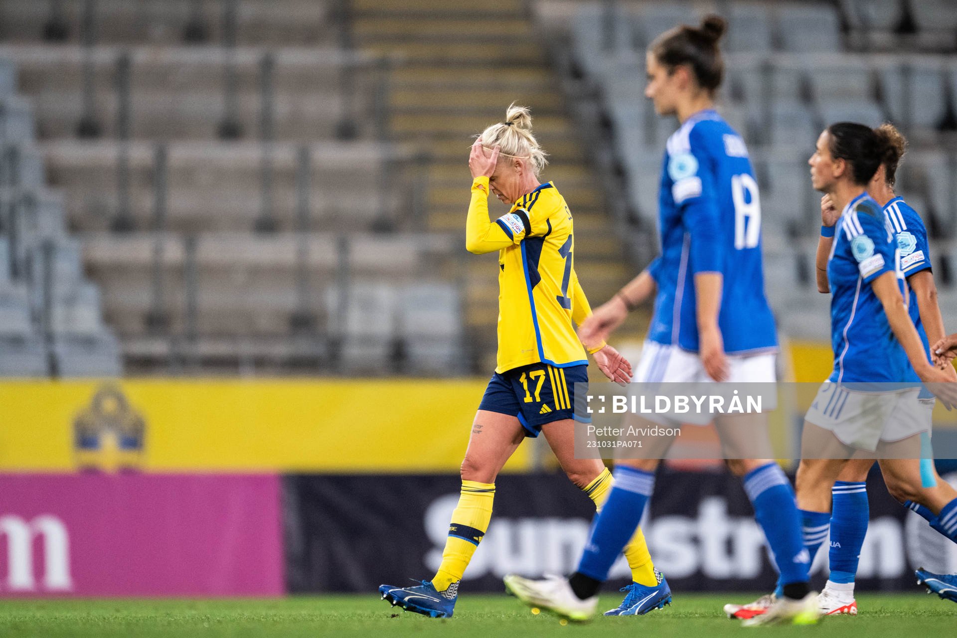 Caroline Seger of Sweden looks dejected