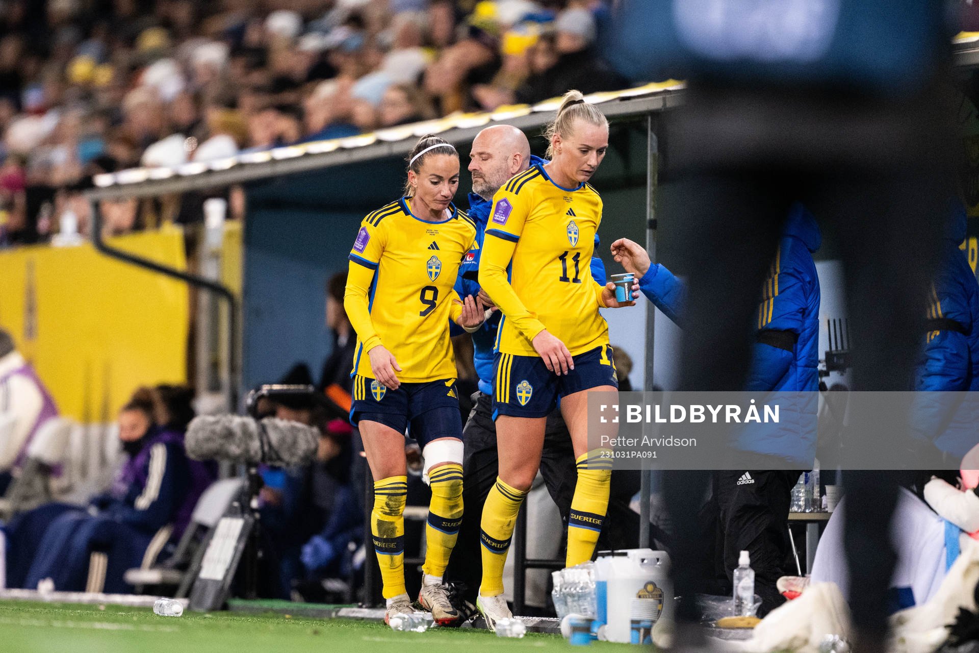 Kosovare Asllani and Stina Blackstenius of Sweden