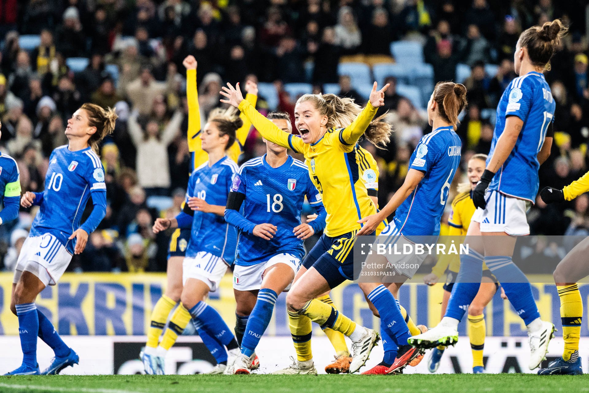 Linda Sembrant of Sweden celebrates