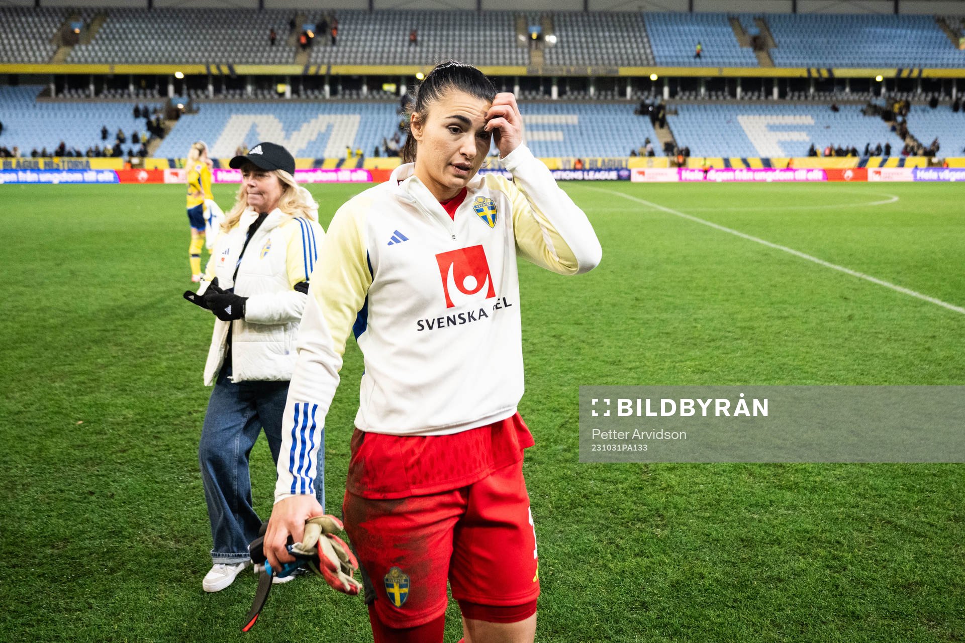 Goalkeeper Zecira Musovic of Sweden looks dejected