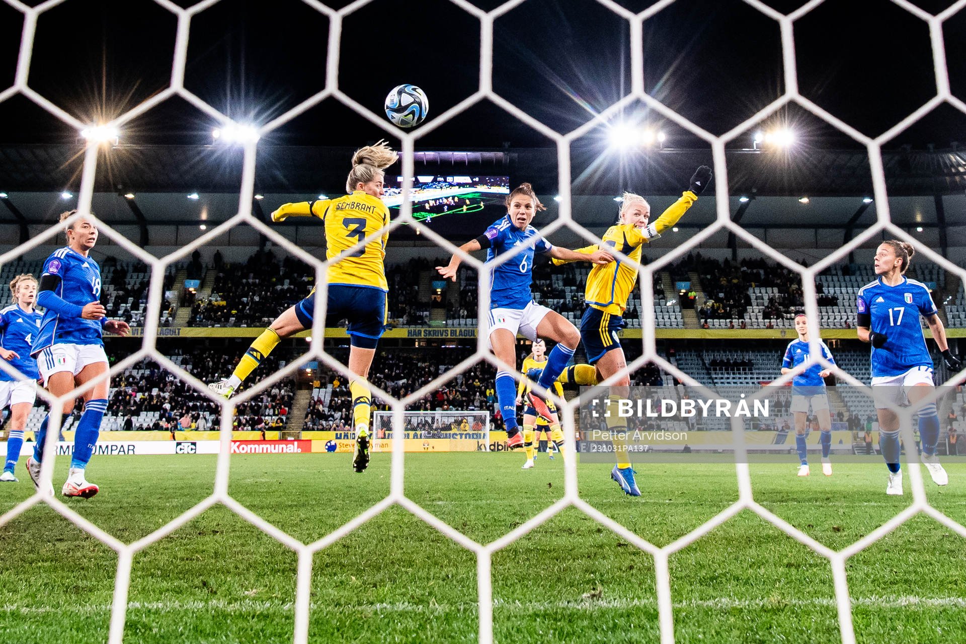 Linda Sembrant of Sweden scores the 1-1 goal