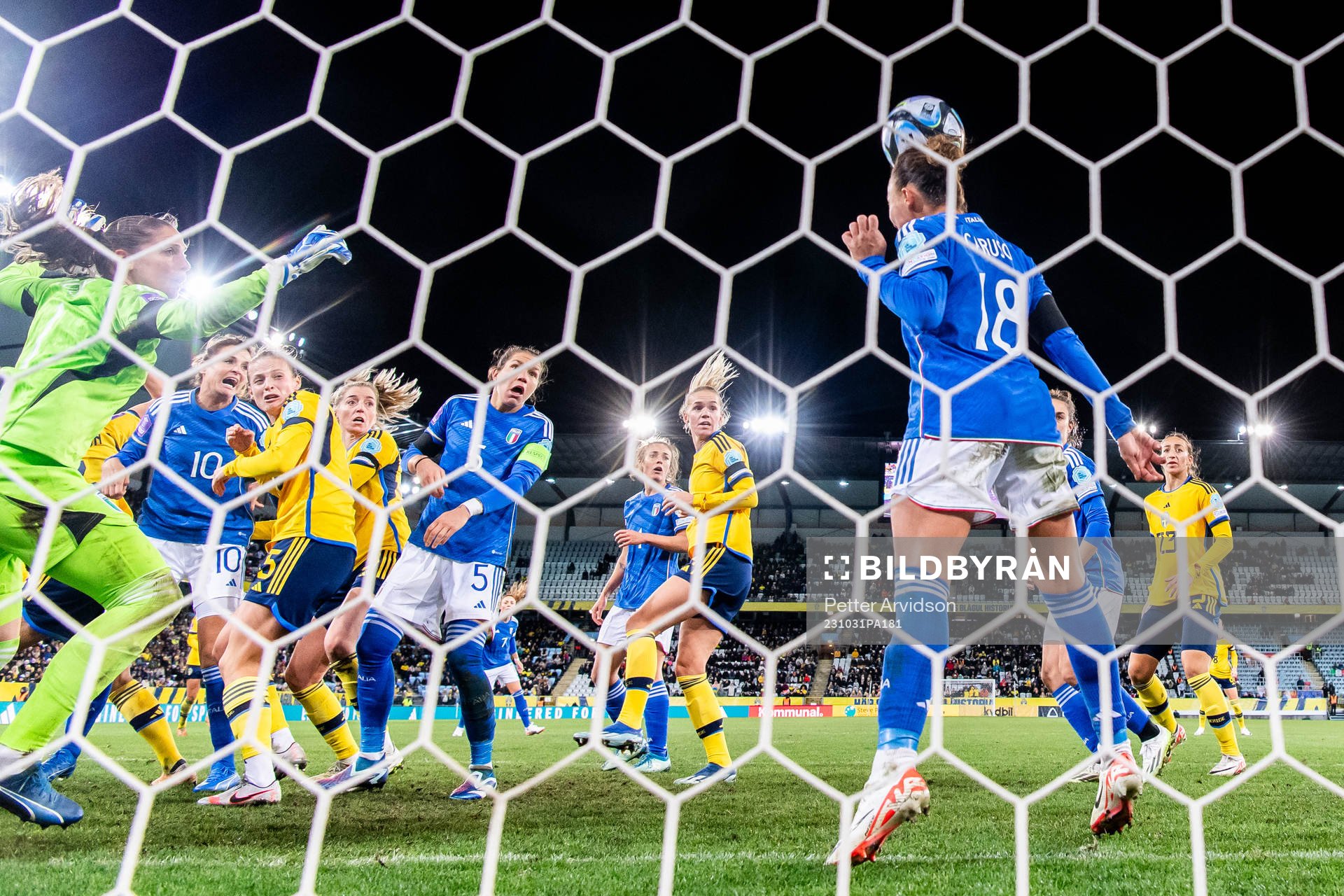 Arianna Caruso of Italy makes a save