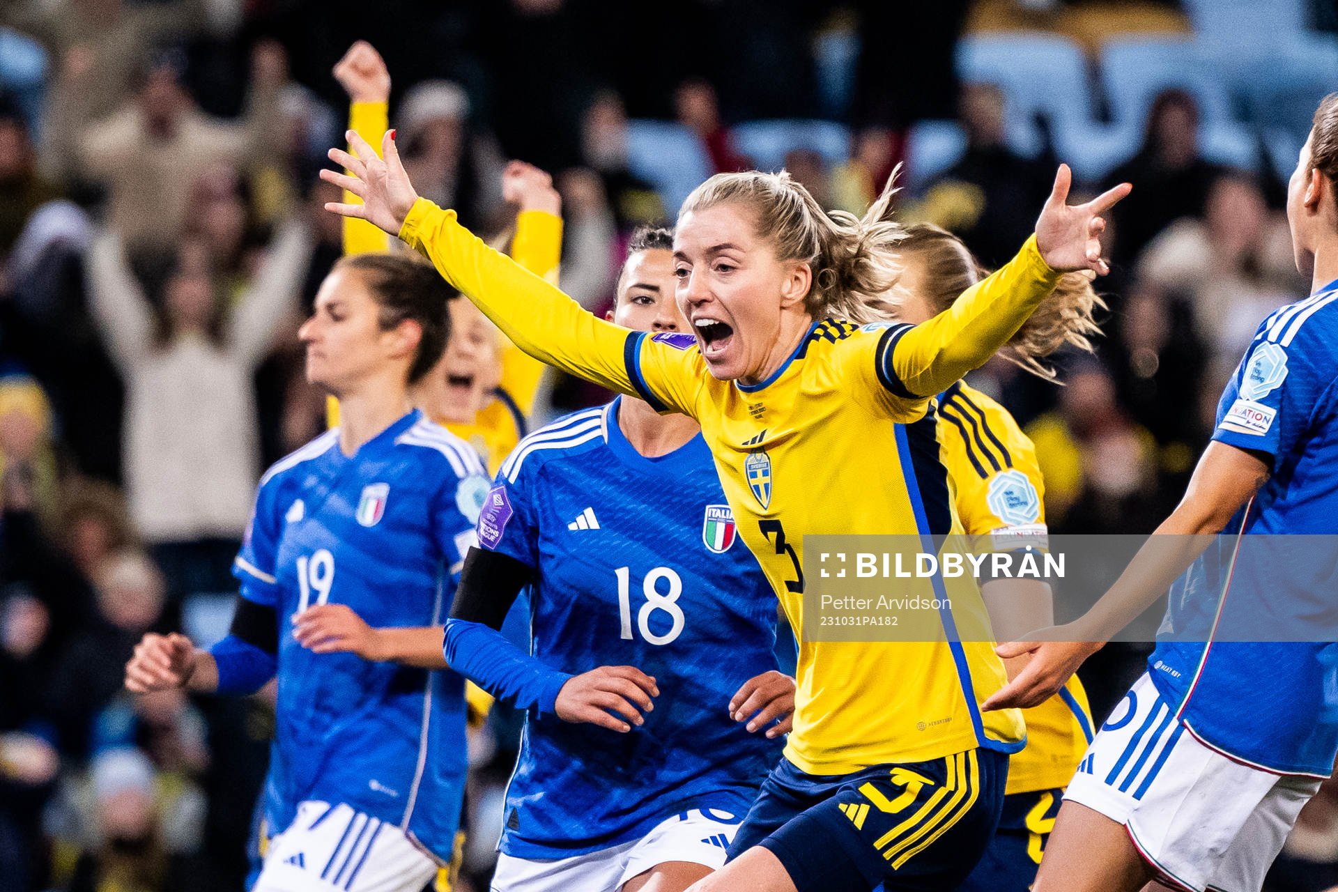 Linda Sembrant of Sweden celebrates