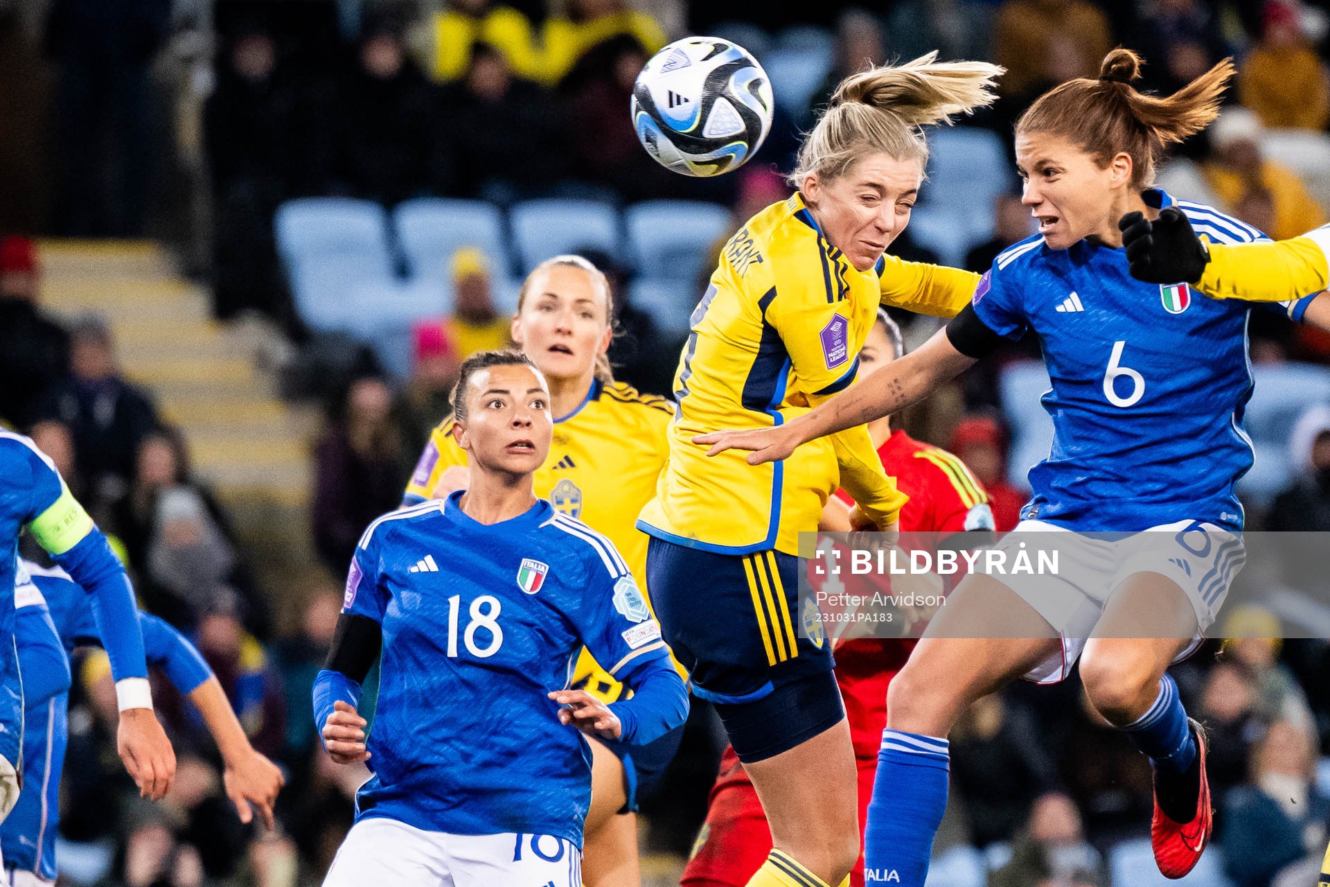 Linda Sembrant of Sweden scores the 1-1 goal