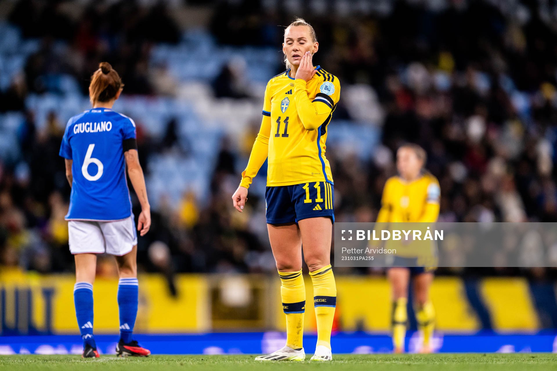 Stina Blackstenius of Sweden looks dejected