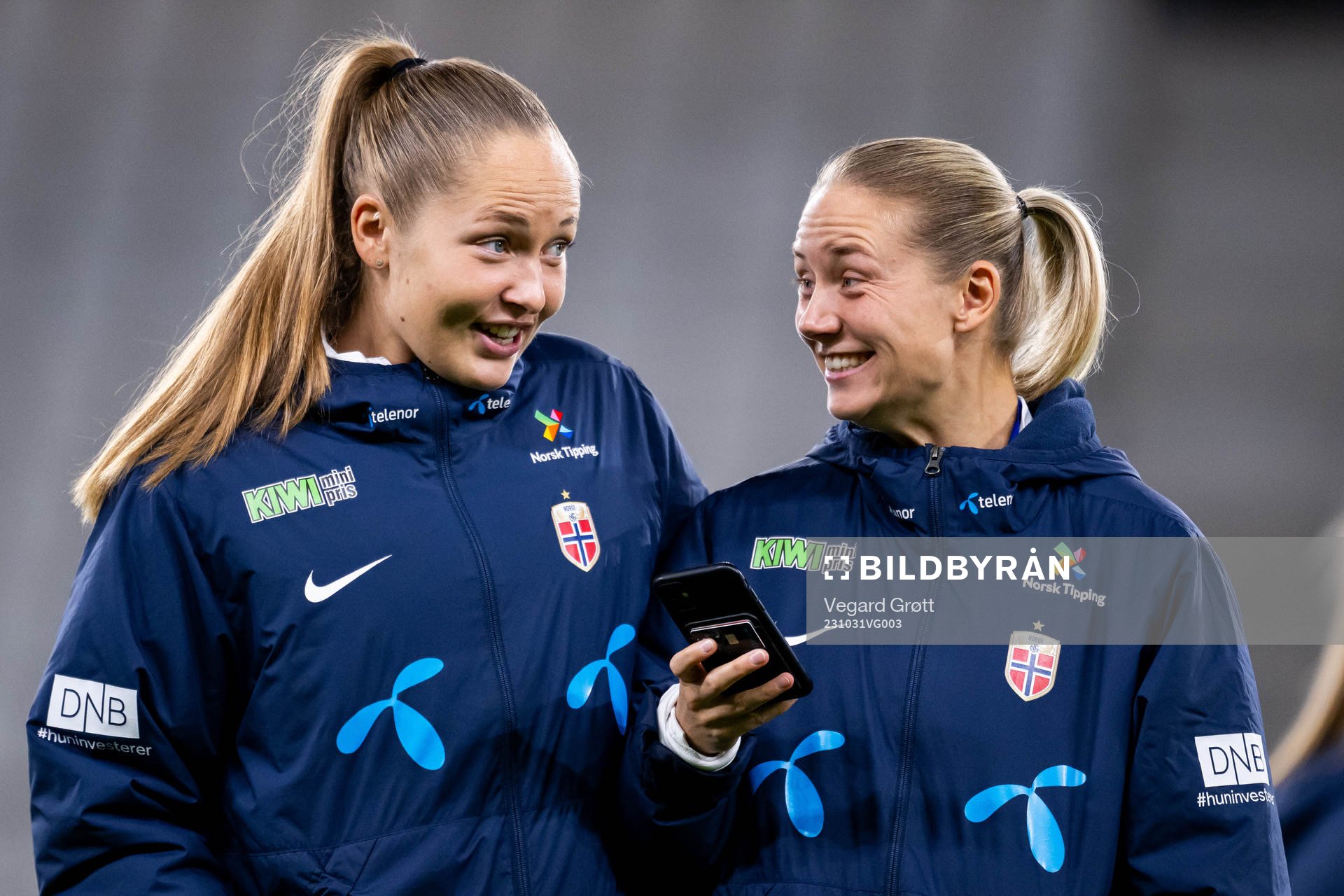 Goalkeeper Aurora Mikalsen and Lisa Fjeldstad Naalsund of