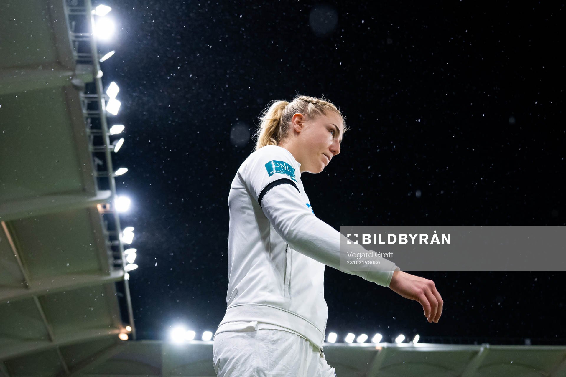Sophie Román Haug of Norway enters the pitch