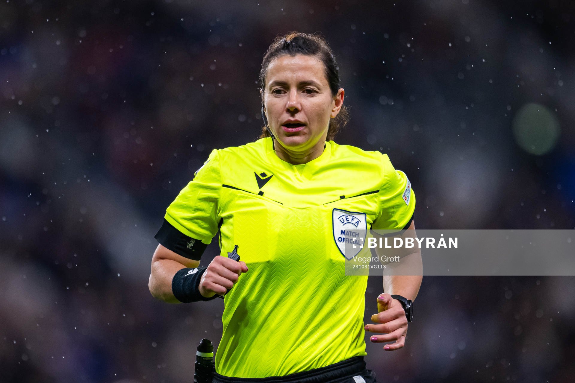 Referee Kateryna Monzul during the UEFA Women’s Nations League football match between France and Norway on October 31, 2023 in Reims. 