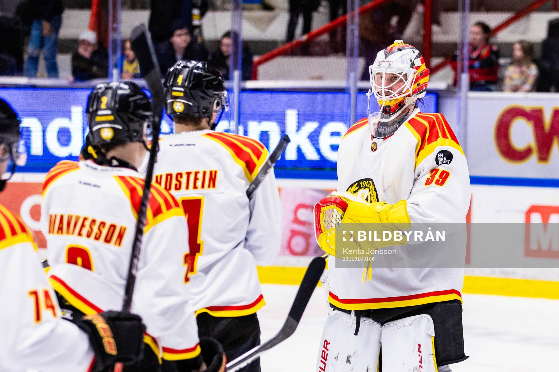 Brynäs målvakt Anders Lindbäck jublar