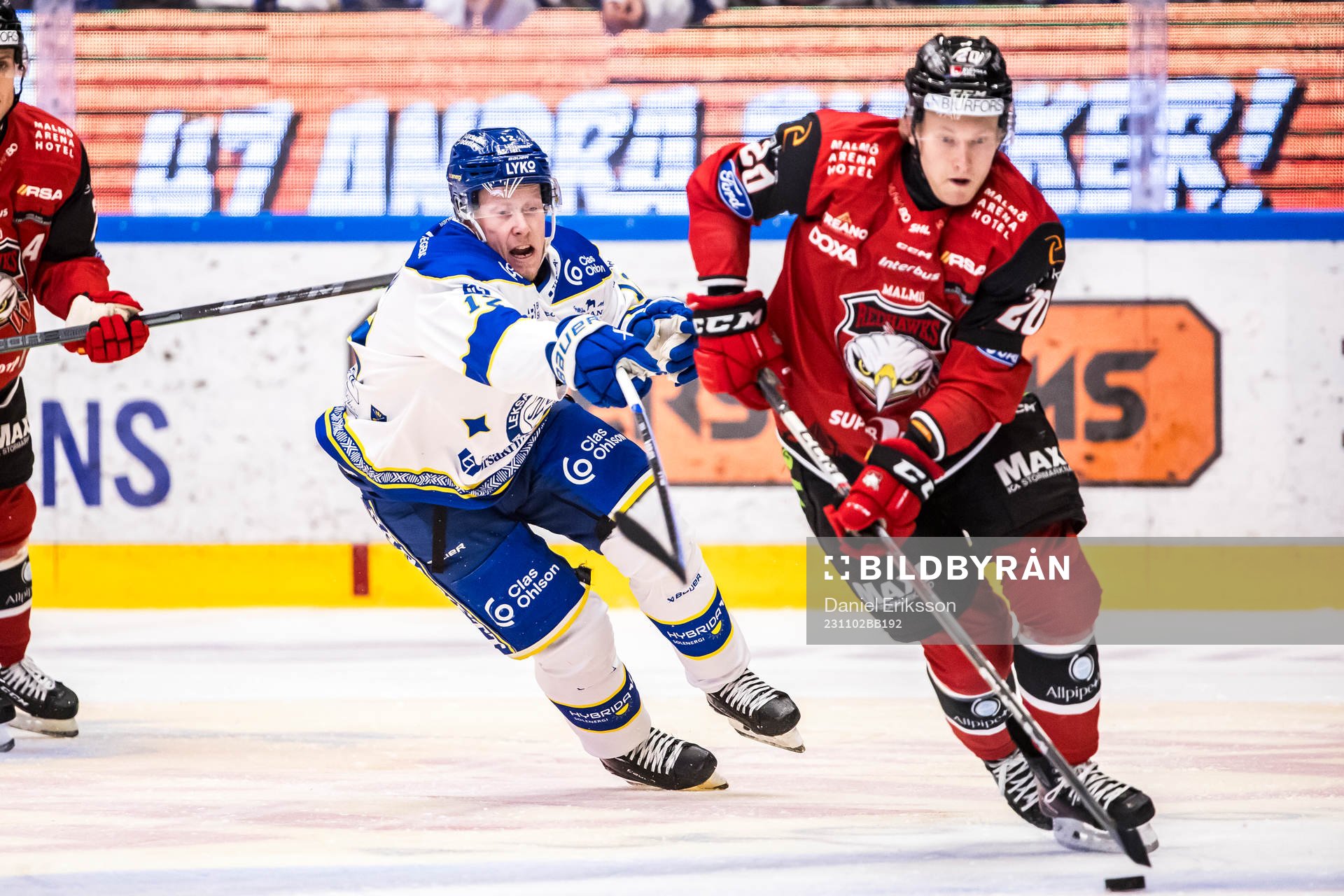 Leksands Kalle Östman och Malmö Redhawks Thomas Berg