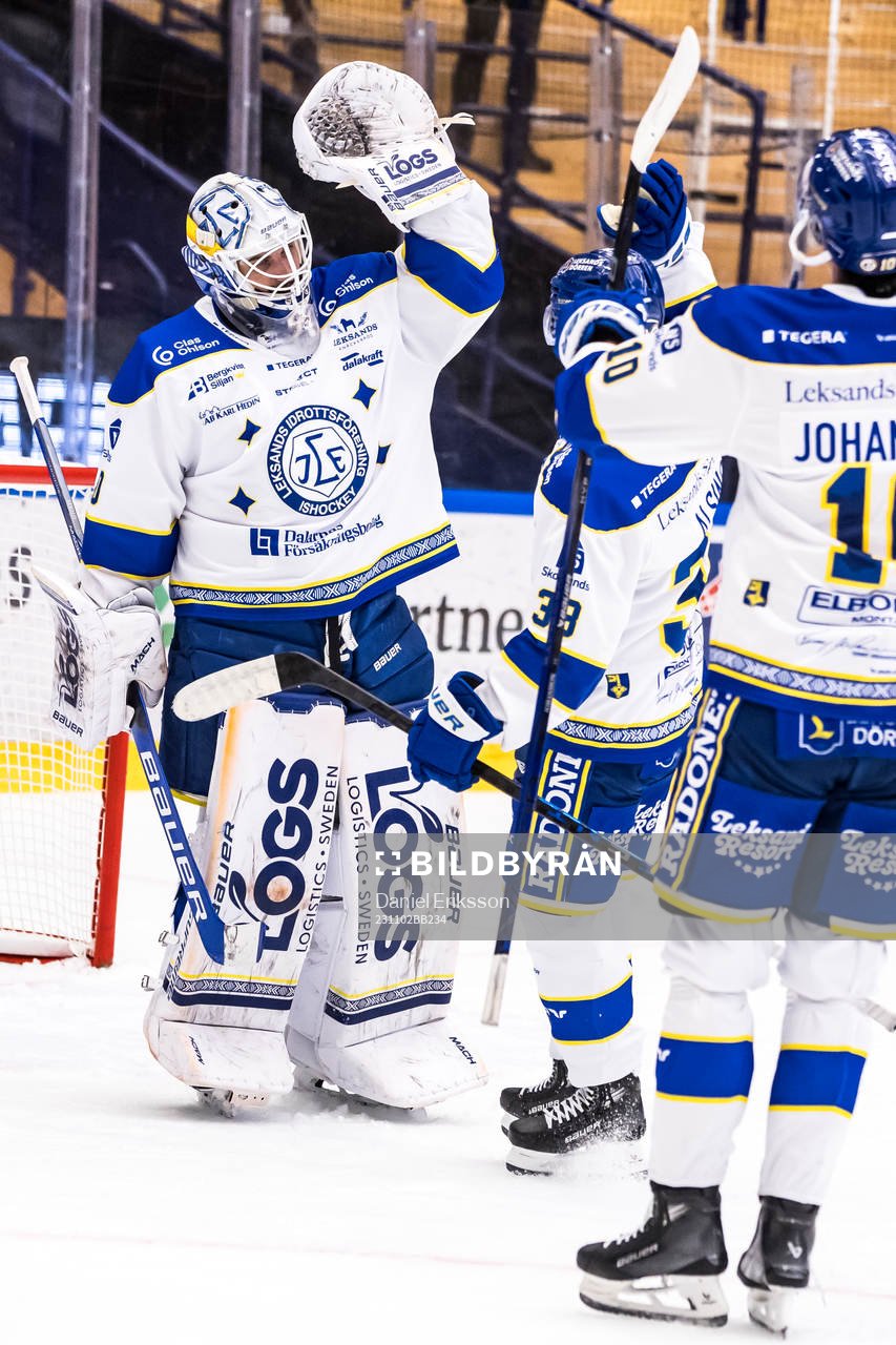 Leksands målvakt Mantas Armalis jublar
