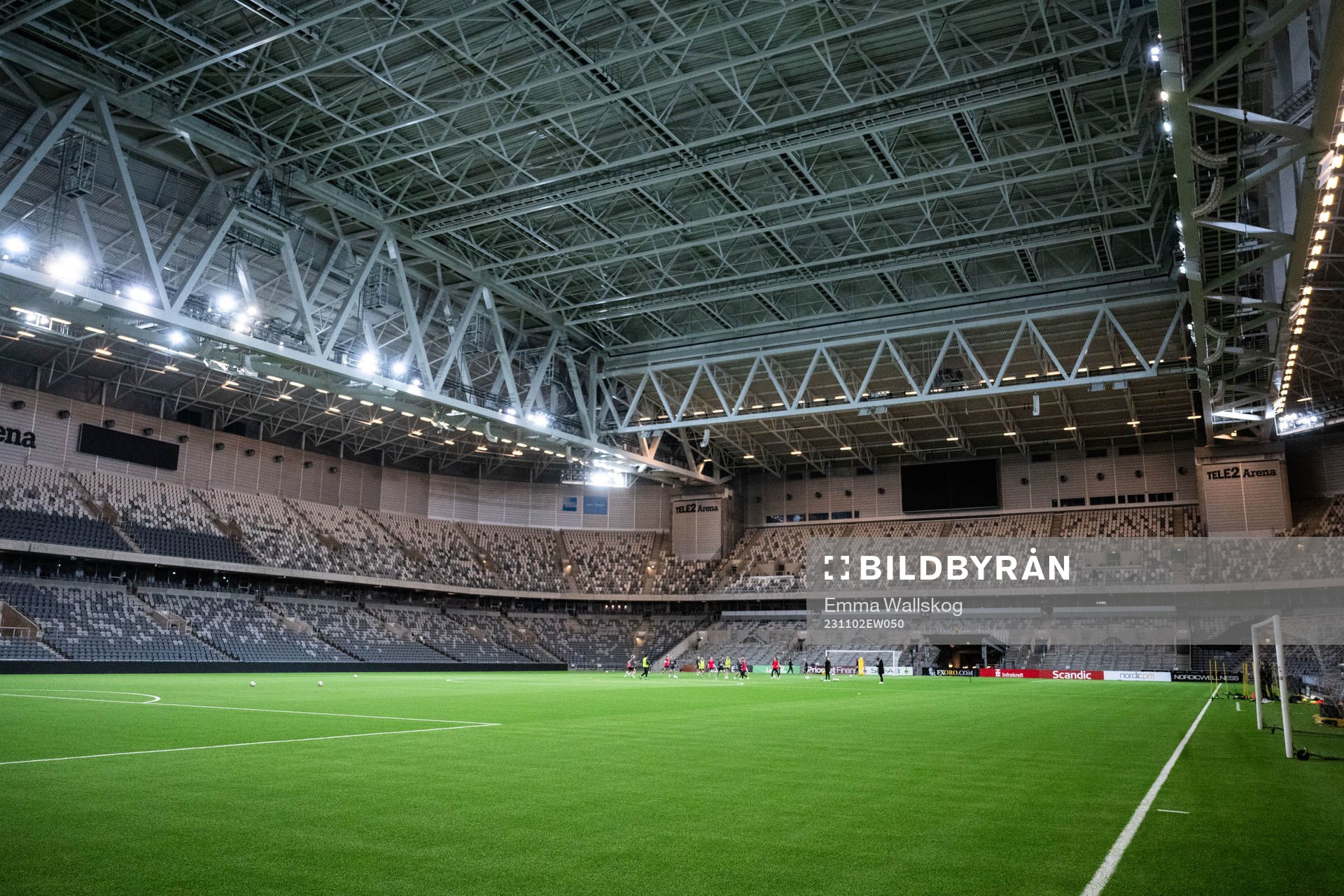 Generell vy över Tele2 Arena under en träning med Hammarby den 2 november 2023 i Stockholm. 