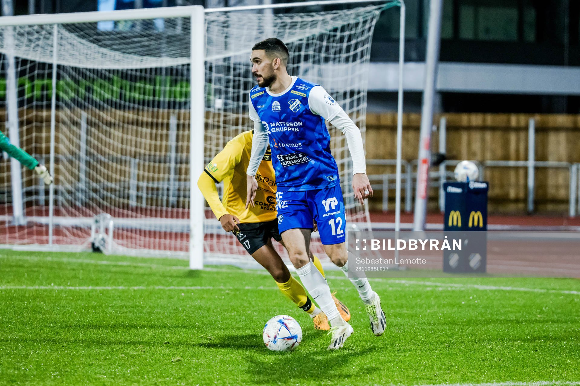 Oddevolds Daniel Krezic under fotbollsmatchen i Ettan södra mellan Oddevold och Ahlafors den 3 november 2023 i Uddevalla. 
