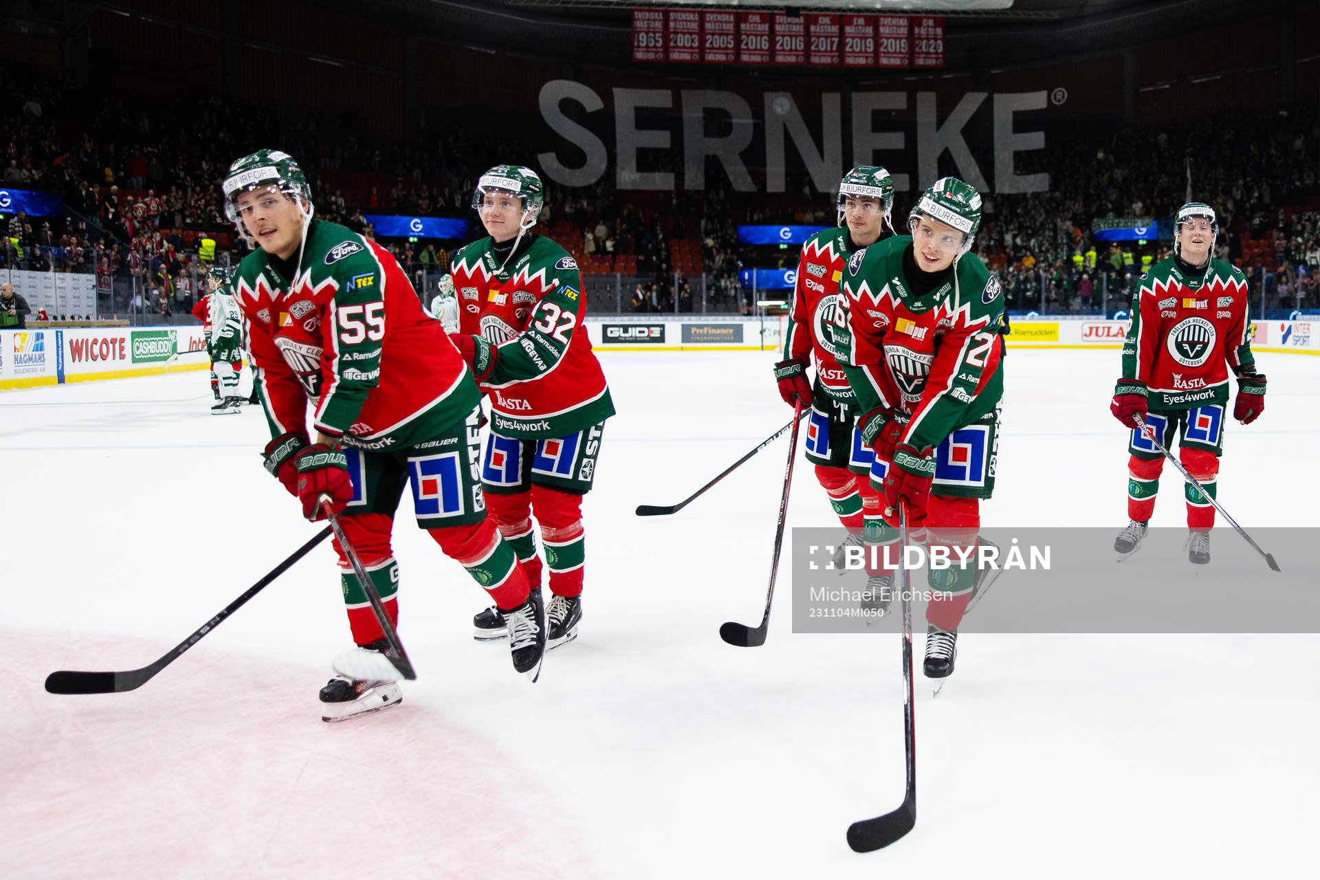 Frölundas Max Lindroth, Noah Hasa, Isac Born, Isac Heens