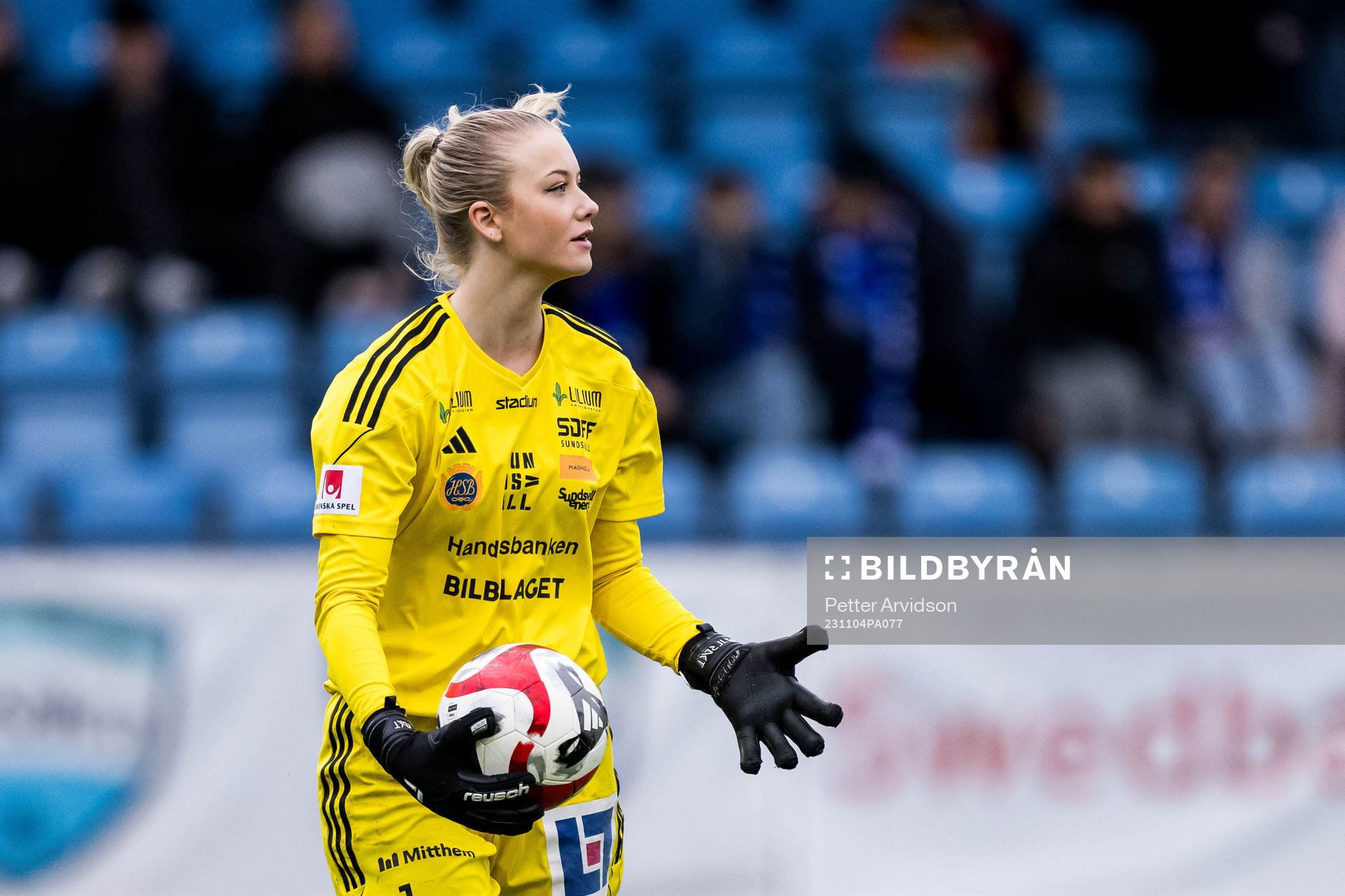 Sundsvalls Lisen Hafstad under fotbollsmatchen i Elitettan mellan Trelleborg och Sundsvall den 4 november 2023 i Trelleborg. 
