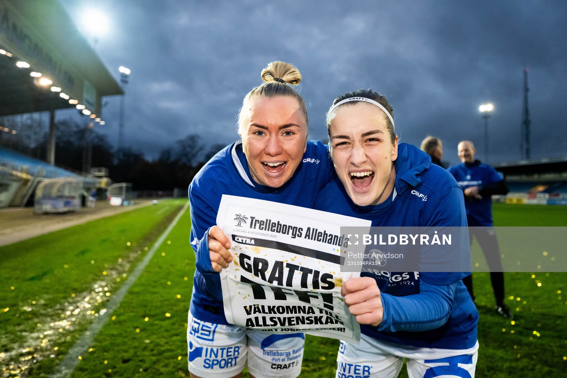 Trelleborgs Linnea Prambrant och Edina Filekovic jublar