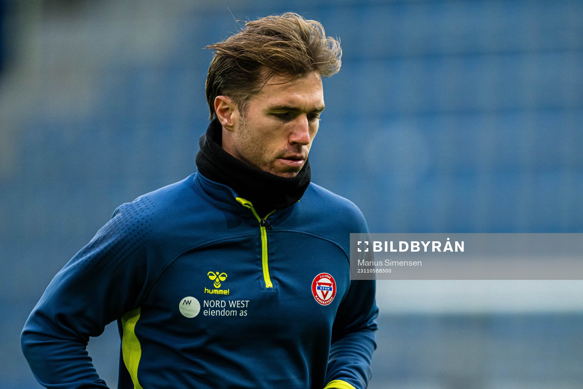 Remi-André Svindland of KFUM warms up ahead of the OBOS-ligaen match between KFUM and Skeid on November 5, 2023 in Oslo.
