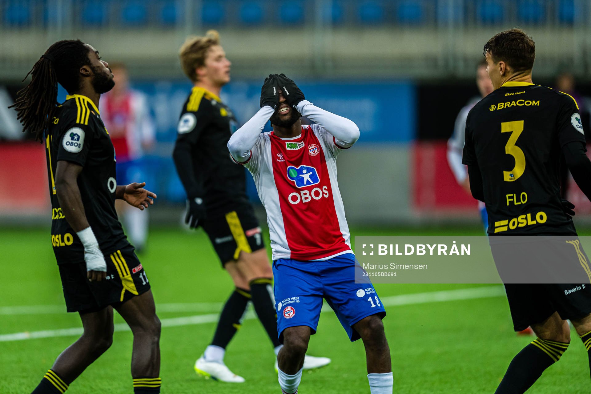 Obilor Denzel Okeke of KFUM looks dejected