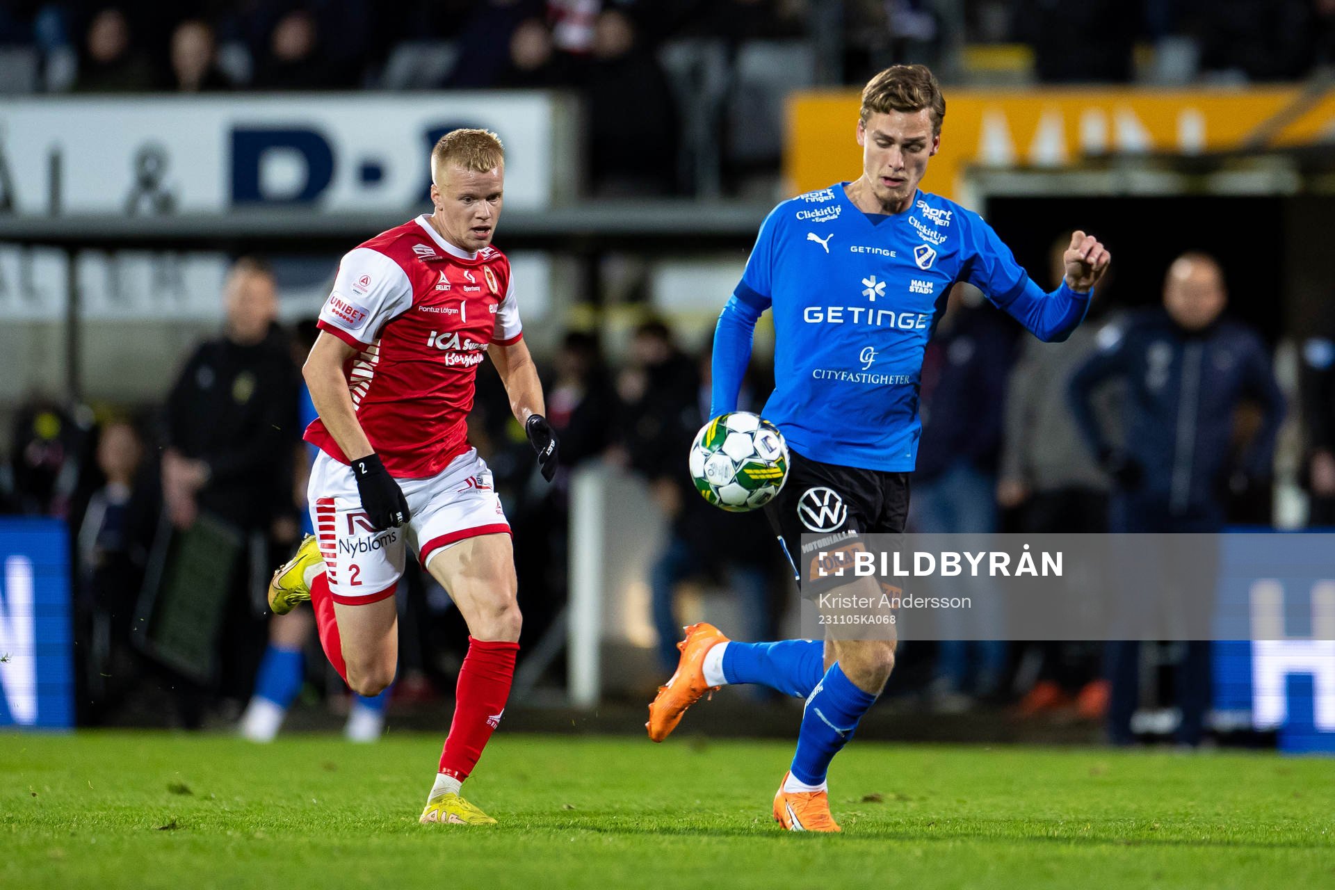 Kalmars Axel Lindahl och Halmstads Villiam Granath