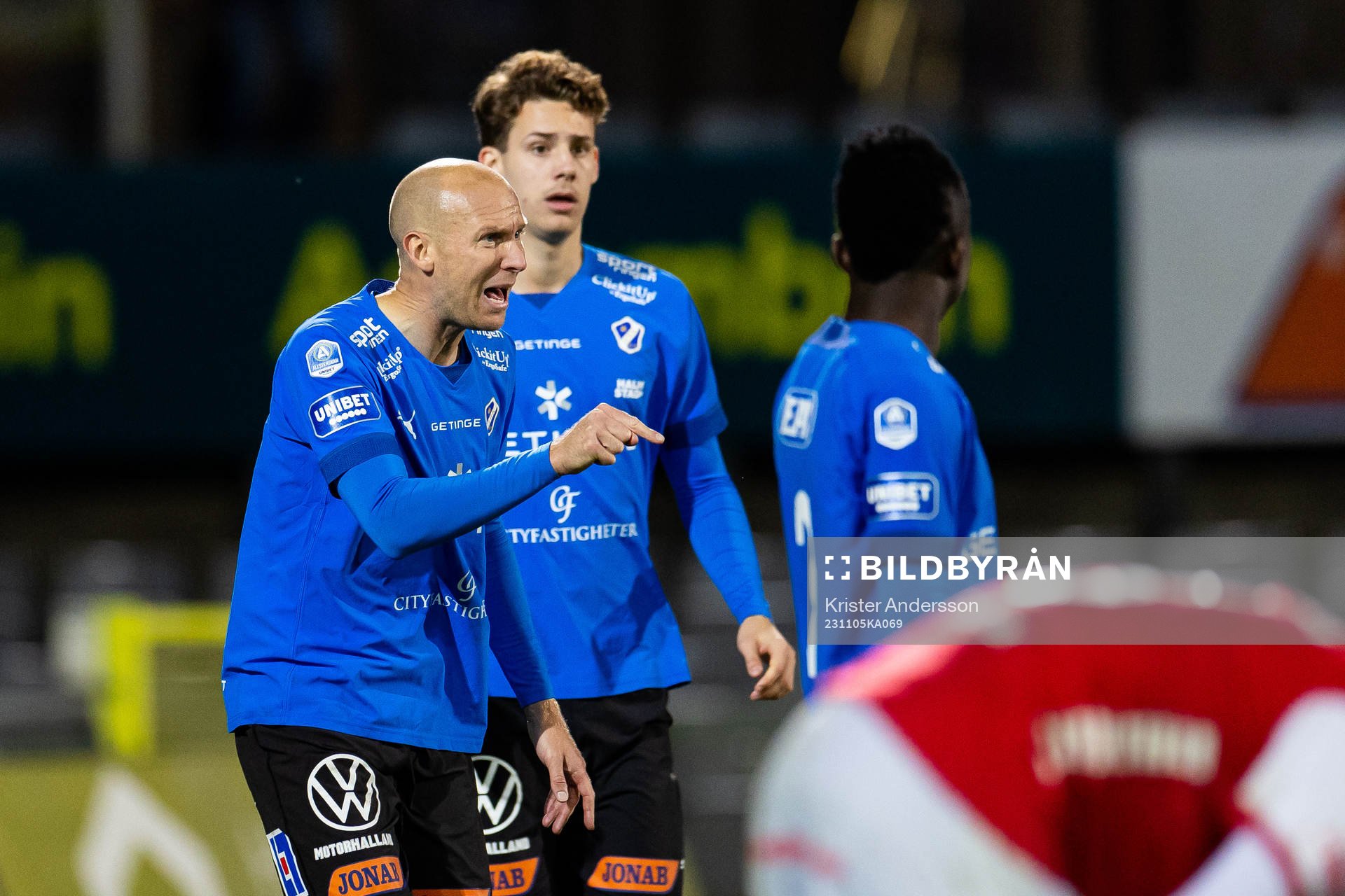 Halmstads Andreas Johansson under fotbollsmatchen i Allsvenskan mellan Halmstad och Kalmar den 5 november 2023 i Halmstad. 