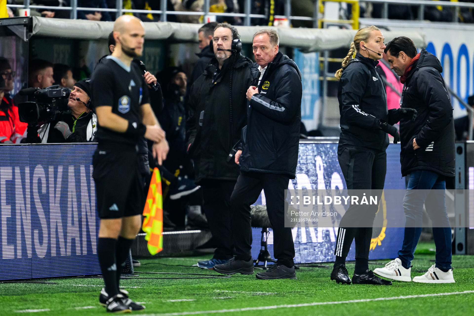 Elfsborgs Jan Ryrlén vid ett spelavbrott under fotbollsmatchen i Allsvenskan mellan Elfsborg och Degerfors den 5 november 2023 i Borås.