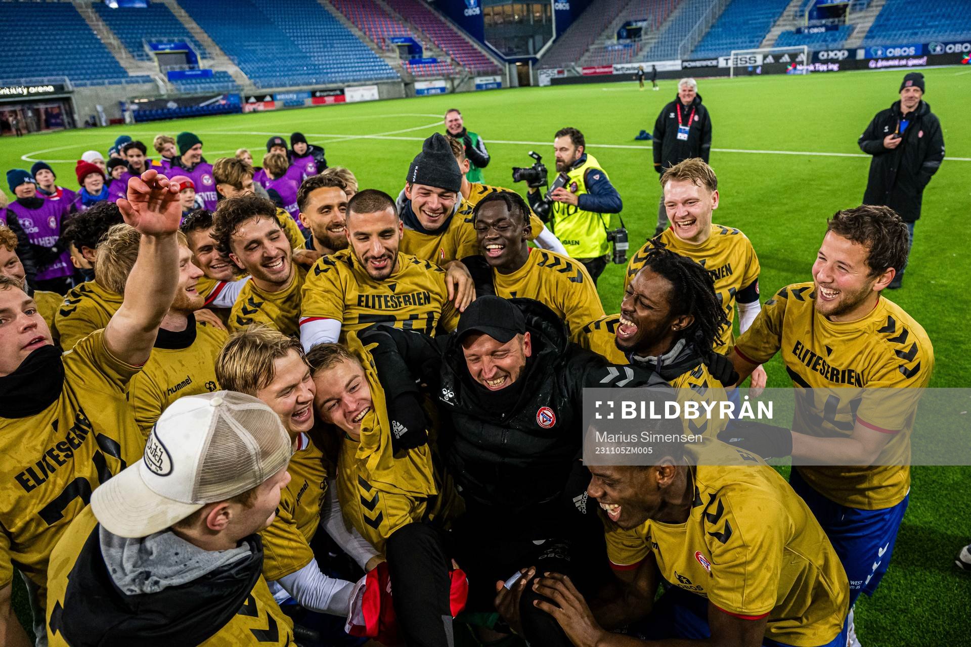 Johannes Moesgaard, head coach of KFUM, celebrates after the OBOS-ligaen match between KFUM and Skeid on November 5, 2023 in Oslo.