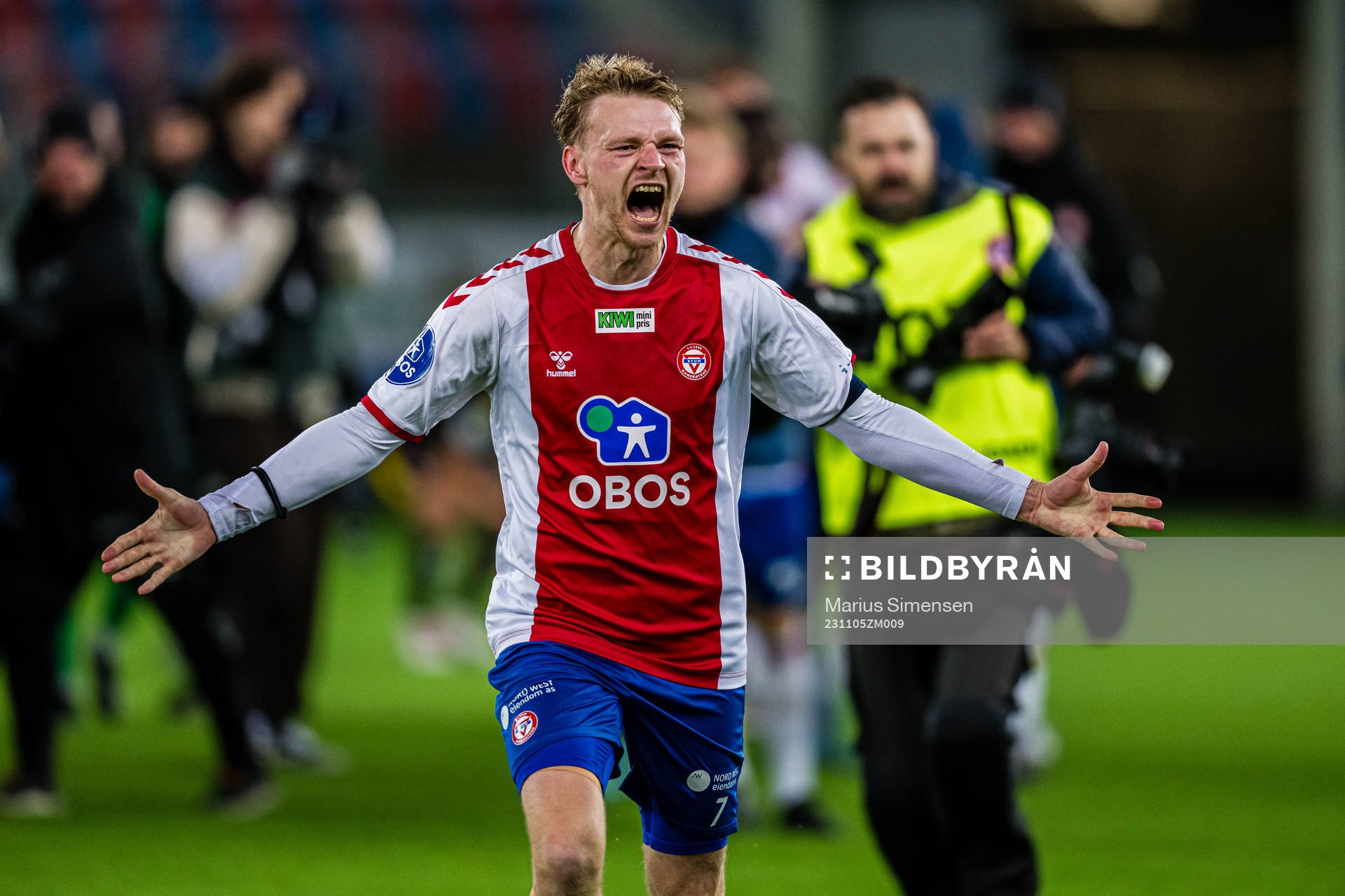 Robin Gravli Rasch of KFUM celebrates at the final whistle