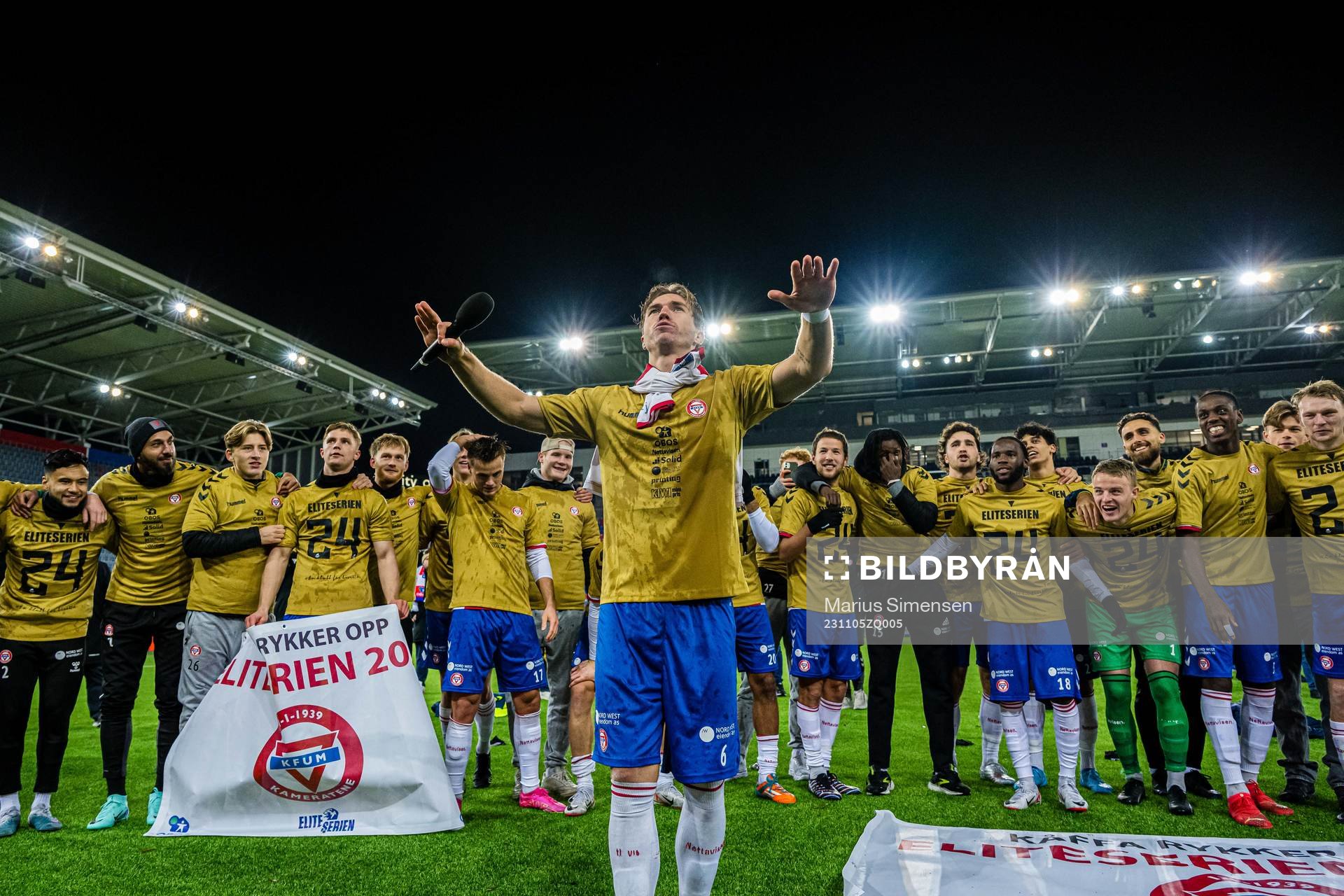 Remi-André Svindland of KFUM celebrates promotion to the
