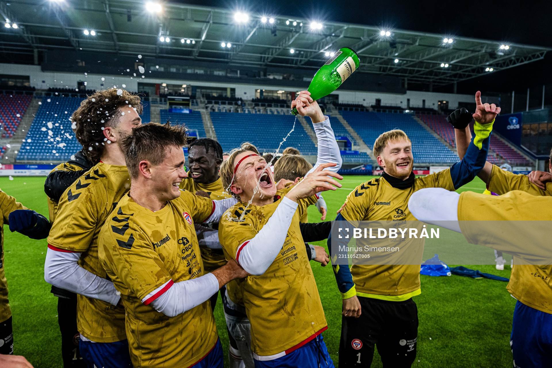 Players of KFUM celebrates promotion to the Eliteserien