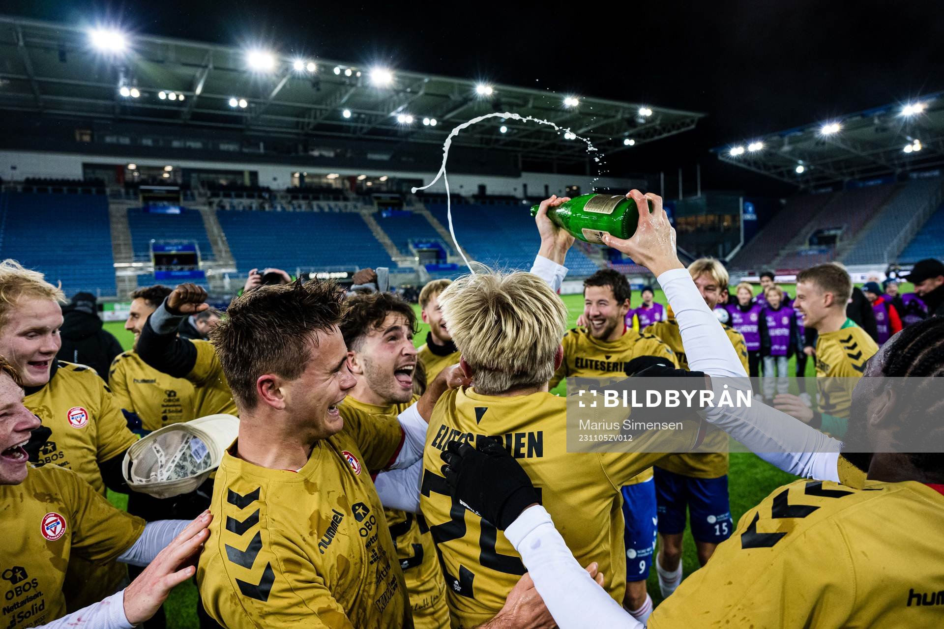 Players of KFUM celebrates promotion to the Eliteserien