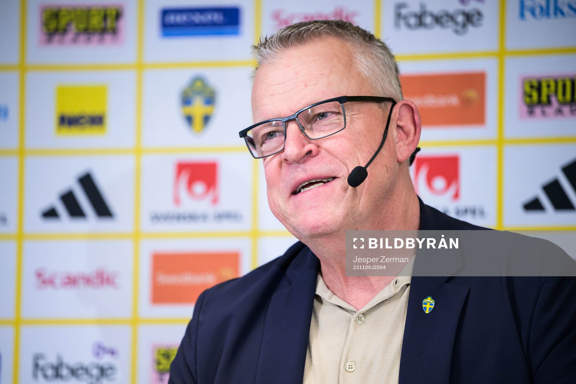 Janne Andersson, head coach of the Swedish men’s football national team at a press conference on November 8, 2023 in Stockholm.