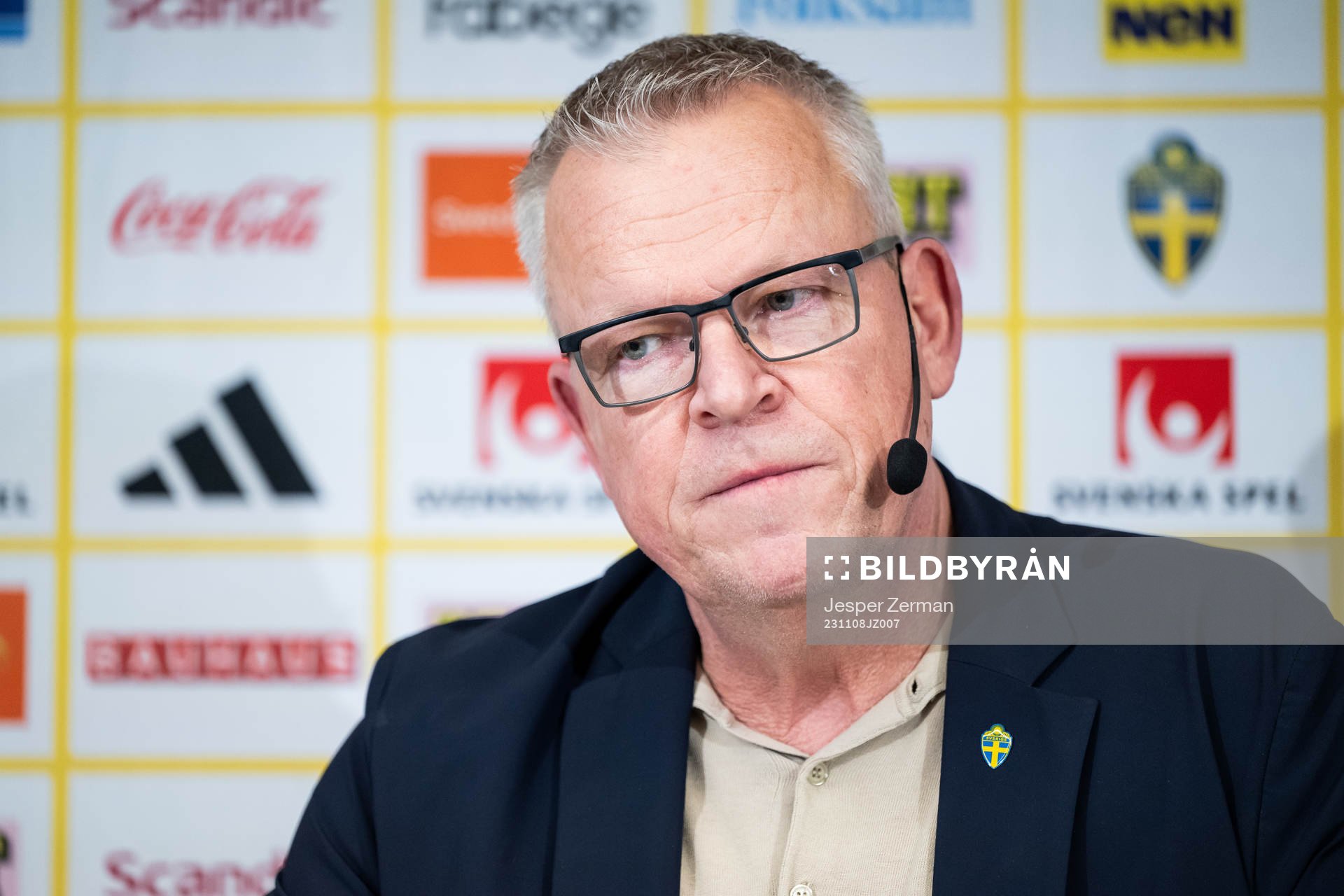 Janne Andersson, head coach of the Swedish men’s football national team at a press conference on November 8, 2023 in Stockholm.