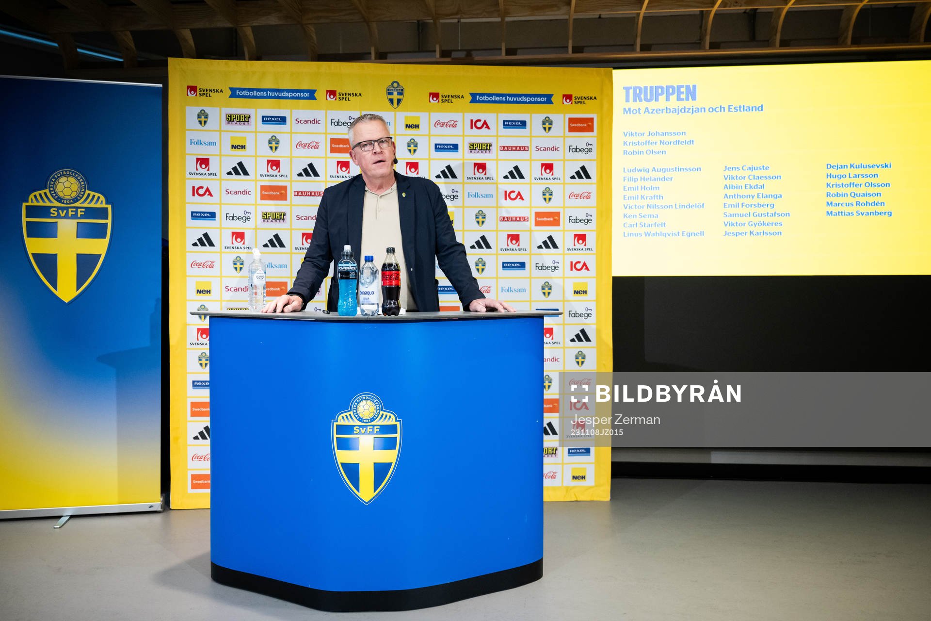 Janne Andersson, head coach of the Swedish men’s football national team at a press conference on November 8, 2023 in Stockholm.