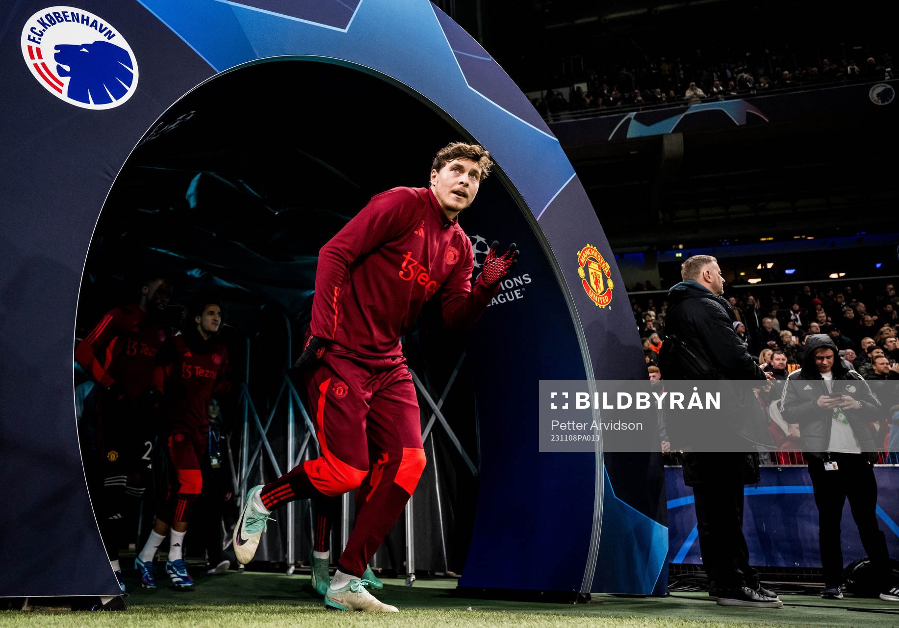 Victor Nilsson Lindelöf of Manchester United before the UEFA Champions League football match between FC Copenhagen and Manchester United on November 8, 2023 in Copenhagen.