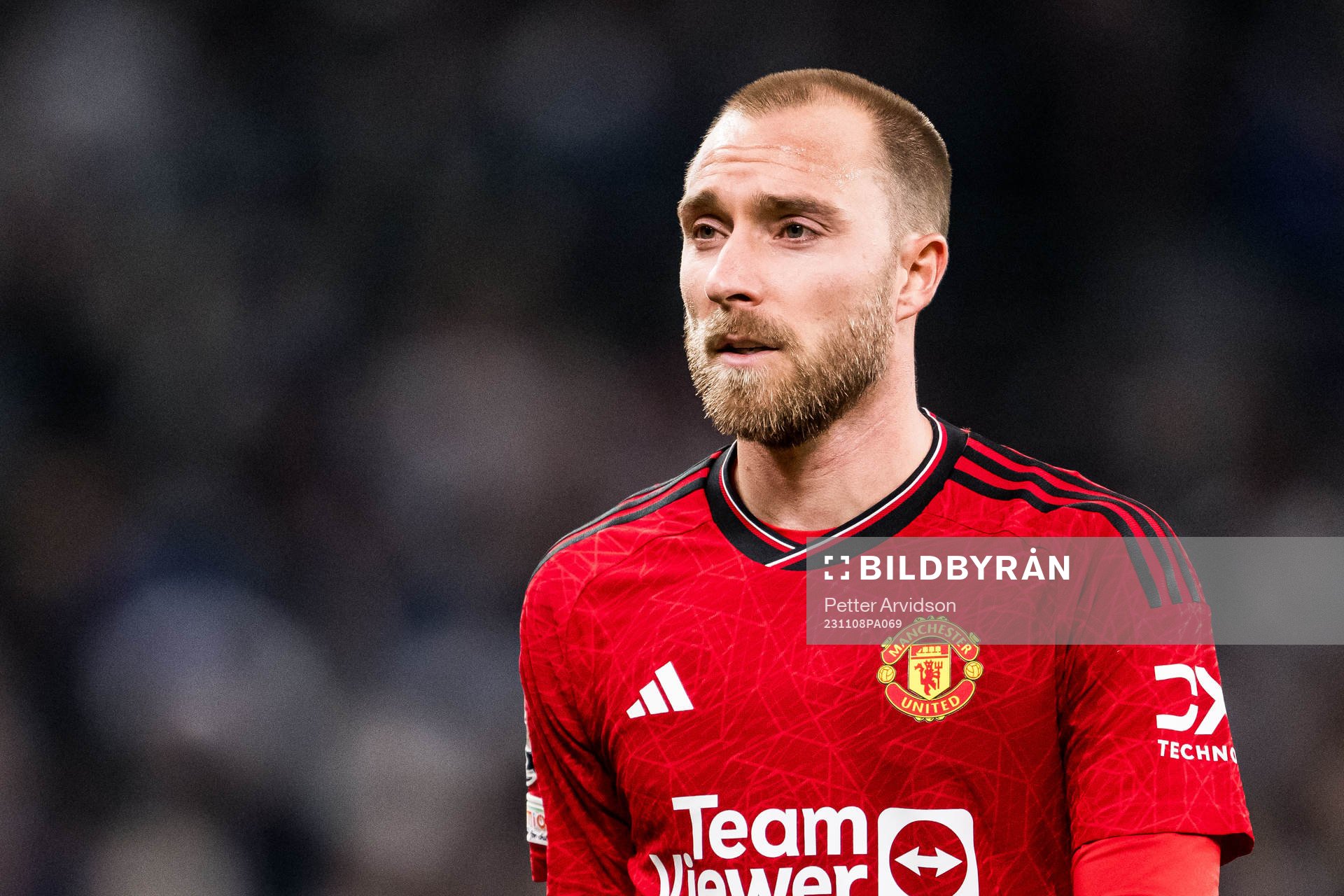 Christian Eriksen of Manchester United looks dejected