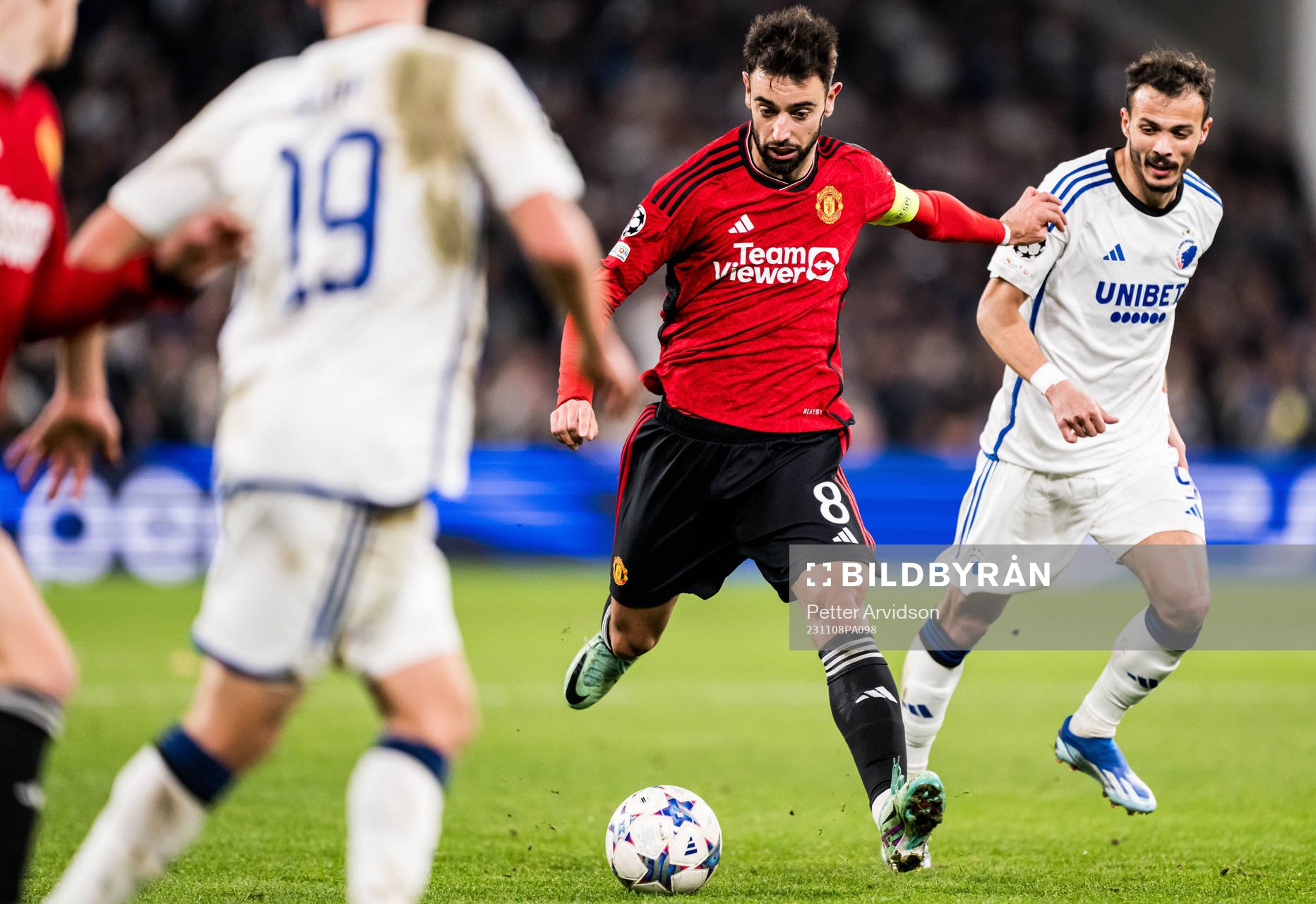 Bruno Fernandes of Manchester United during the UEFA Champions League football match between FC Copenhagen and Manchester United on November 8, 2023 in Copenhagen.