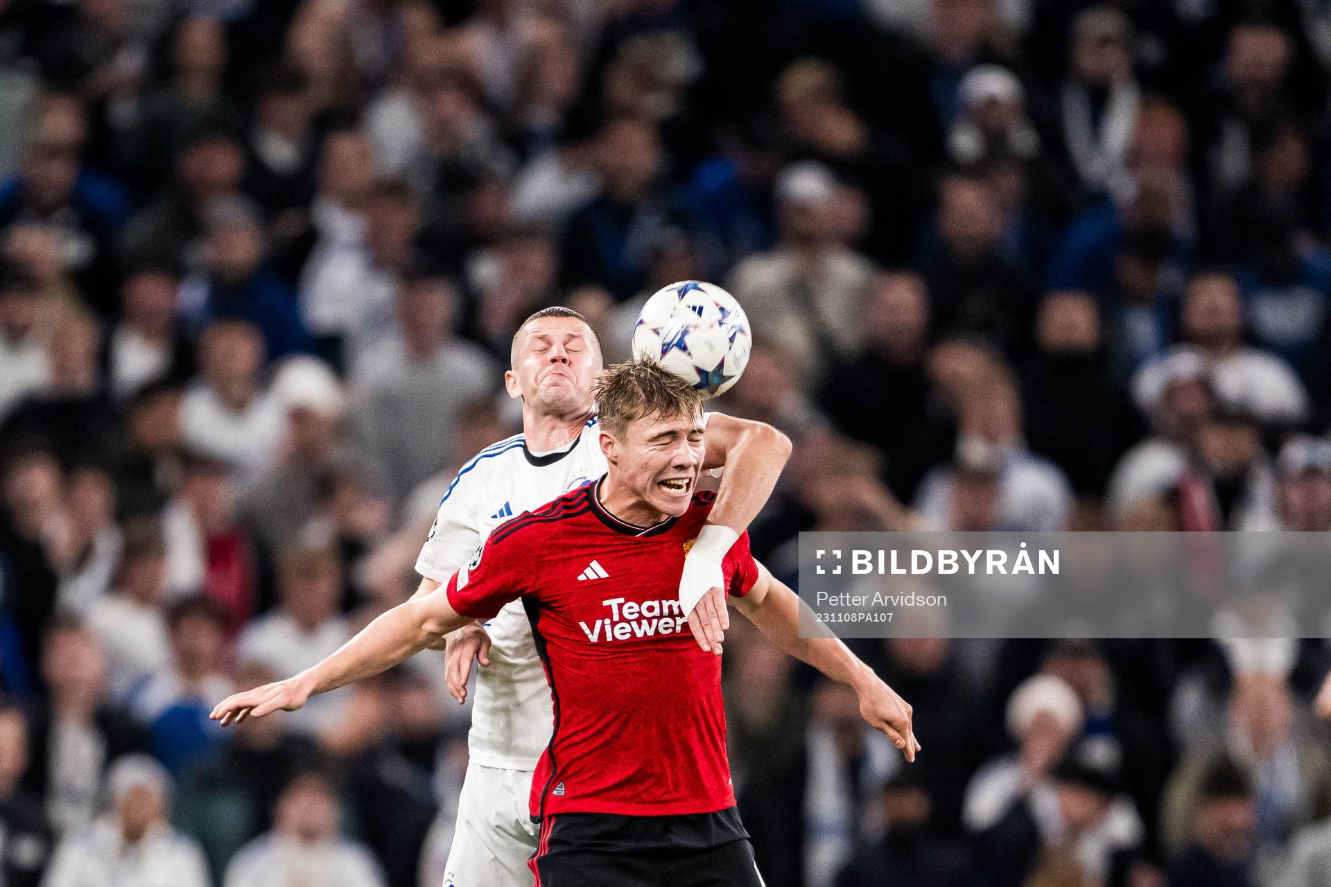 Denis Vavro of FC Copenhagen and Rasmus Højlund of