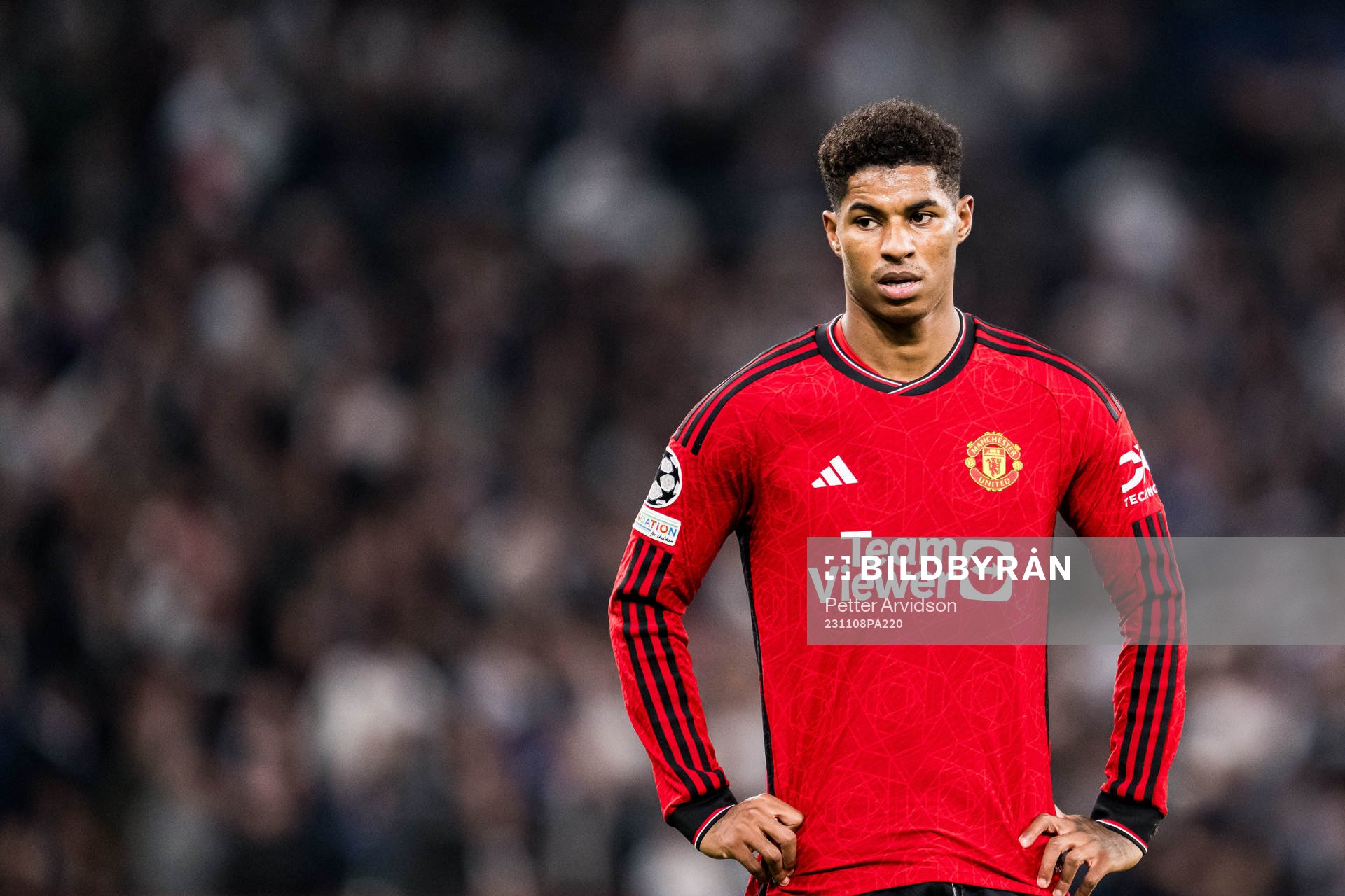 Marcus Rashford of Manchester United during the UEFA Champions League football match between FC Copenhagen and Manchester United on November 8, 2023 in Copenhagen.